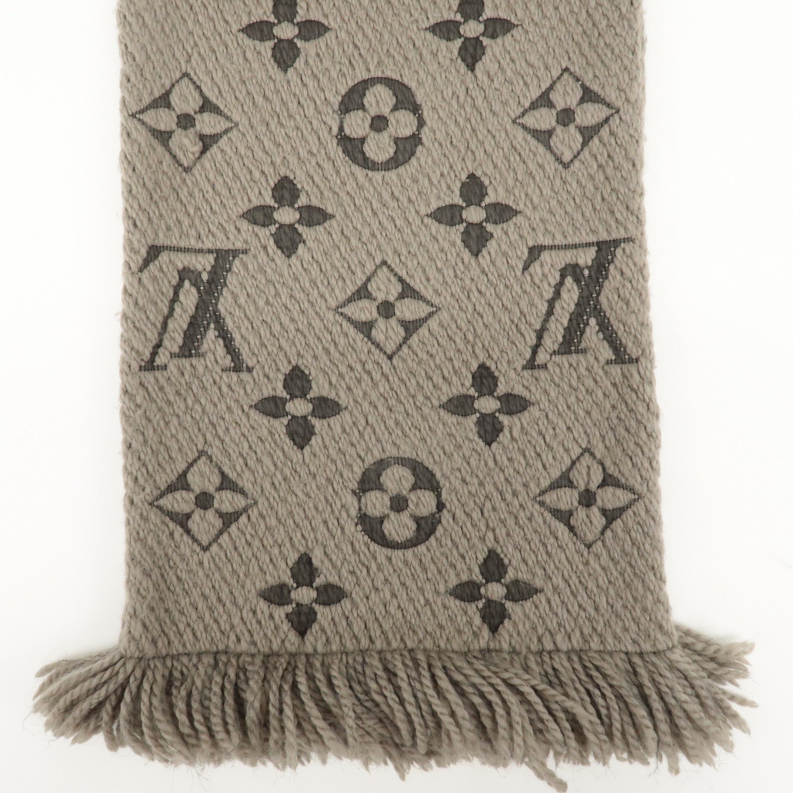 Louis Vuitton Escharpe Logo Mania Cashmere Scarf Gray 413287 Used