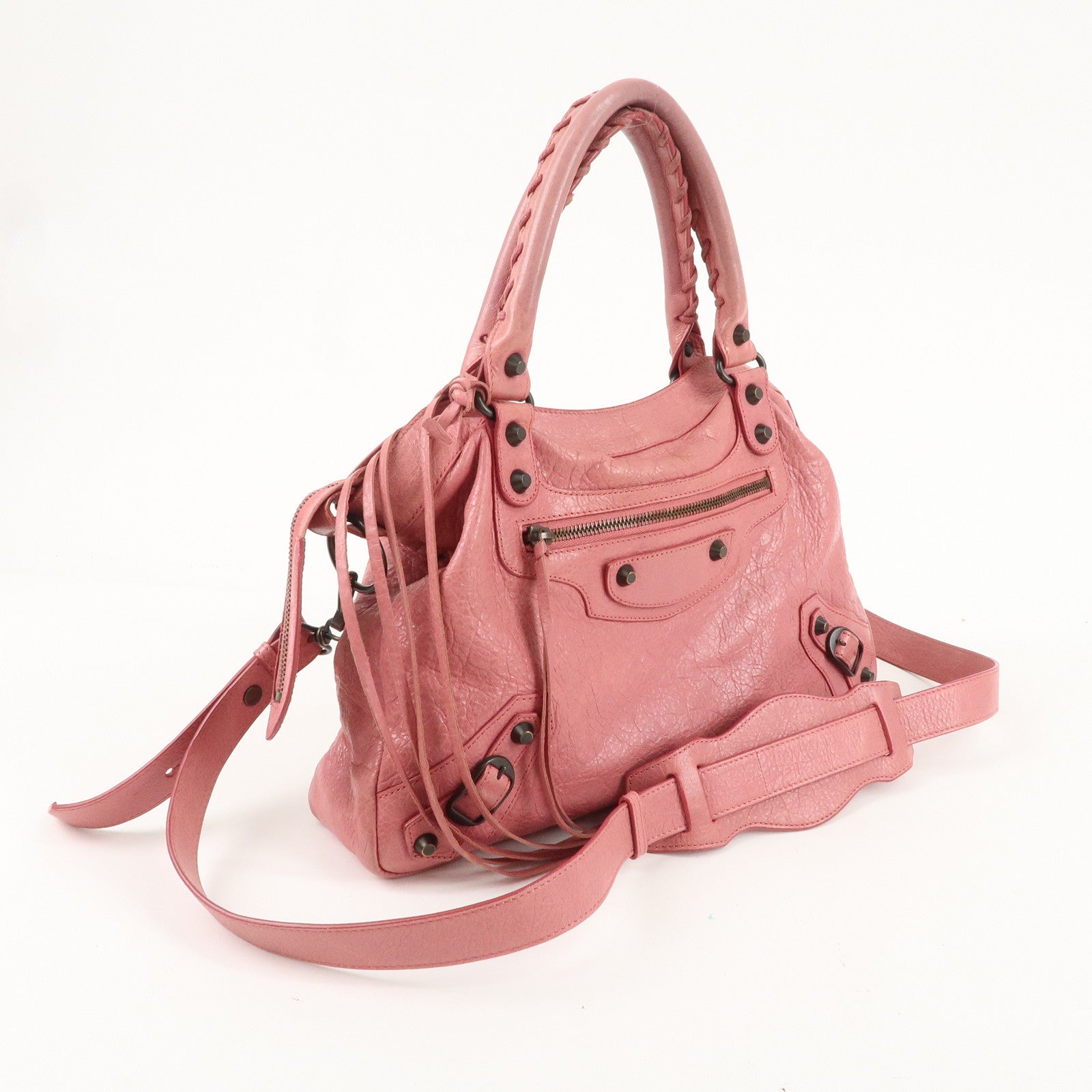 BALENCIAGA The Town Leather 2way Bag Hand Bag Pink 240579