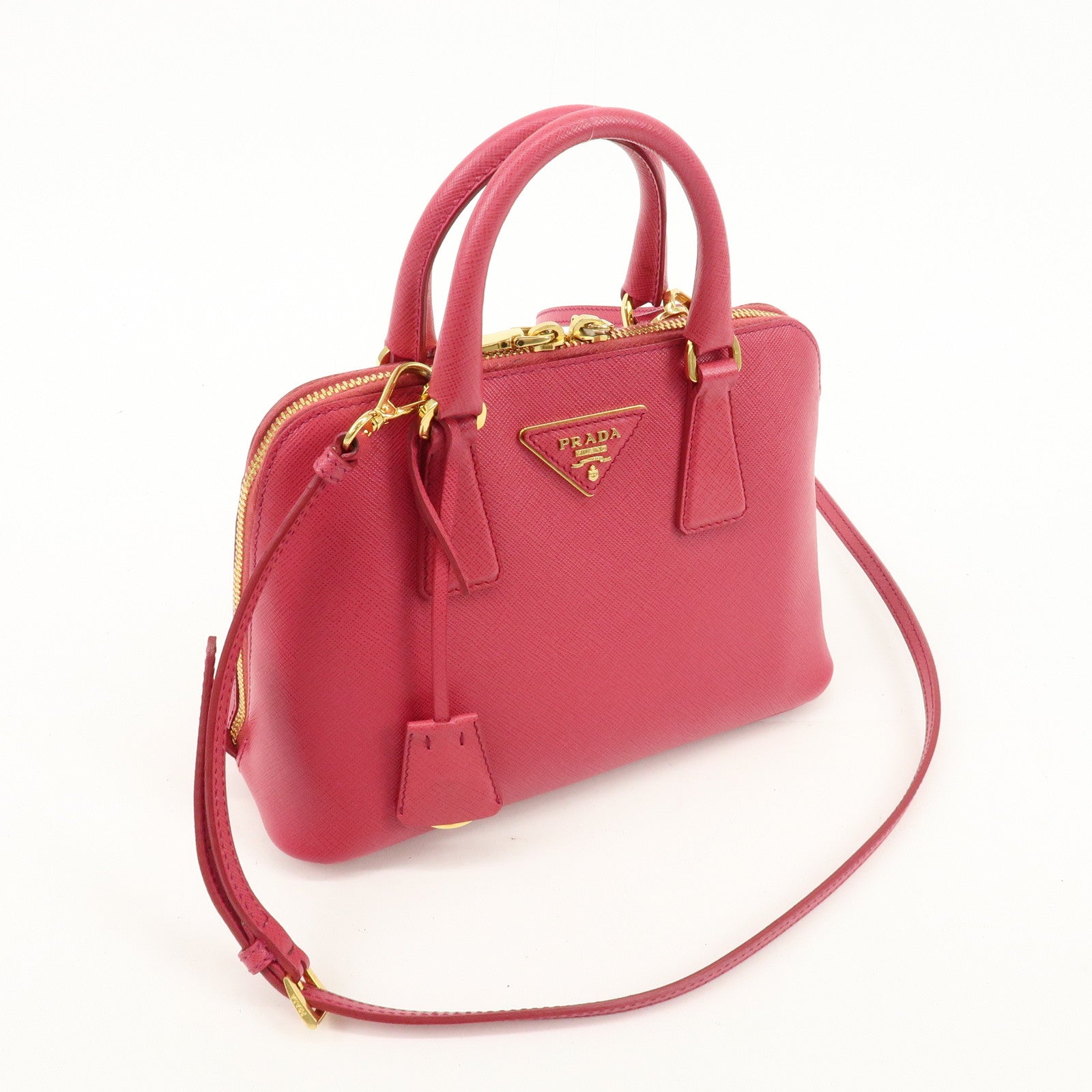 PRADA Logo Leather 2Way Hand Bag Shoulder Bag Pink BL0838