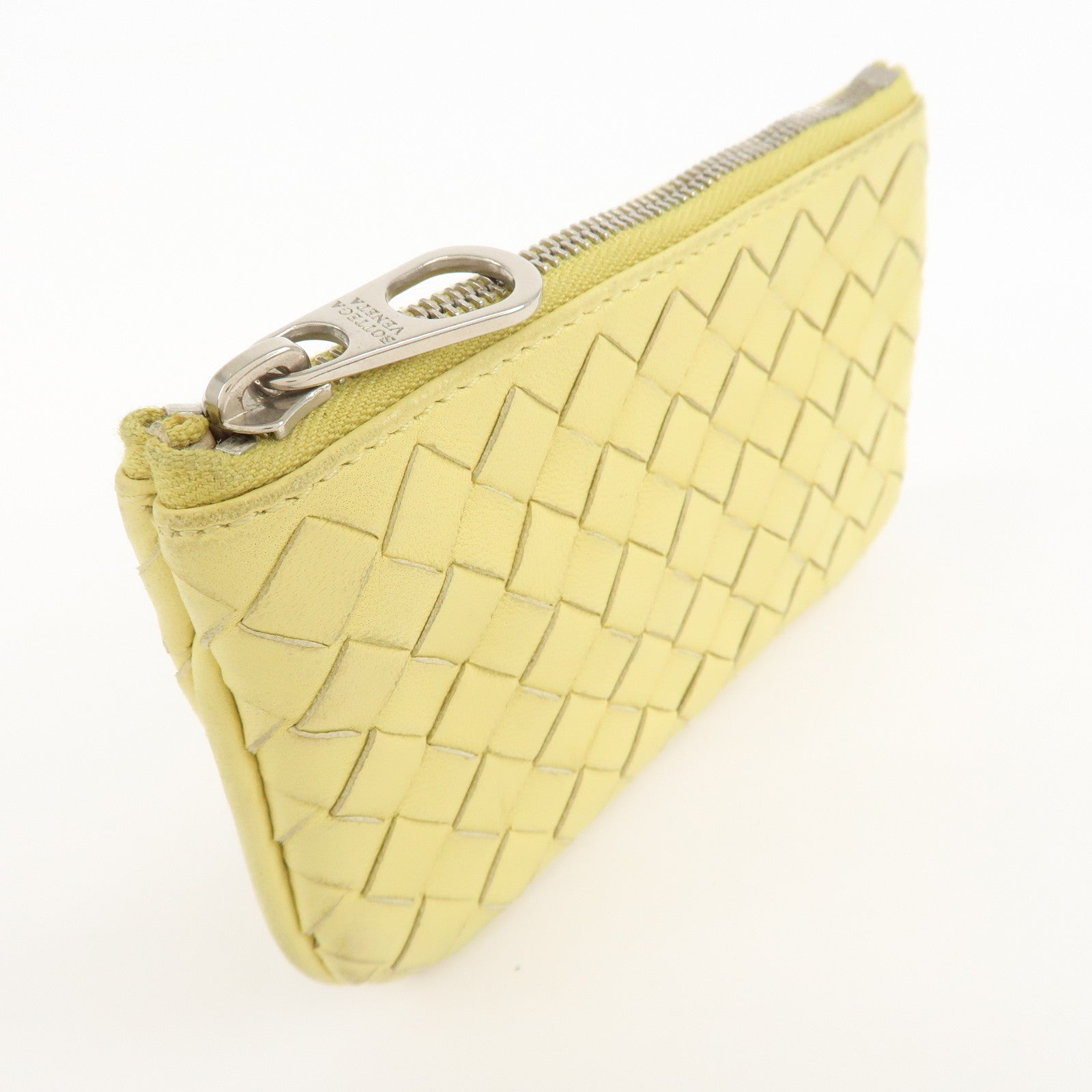 BOTTEGA VENETA Intrecciato Leather Coin Case Yellow 131232