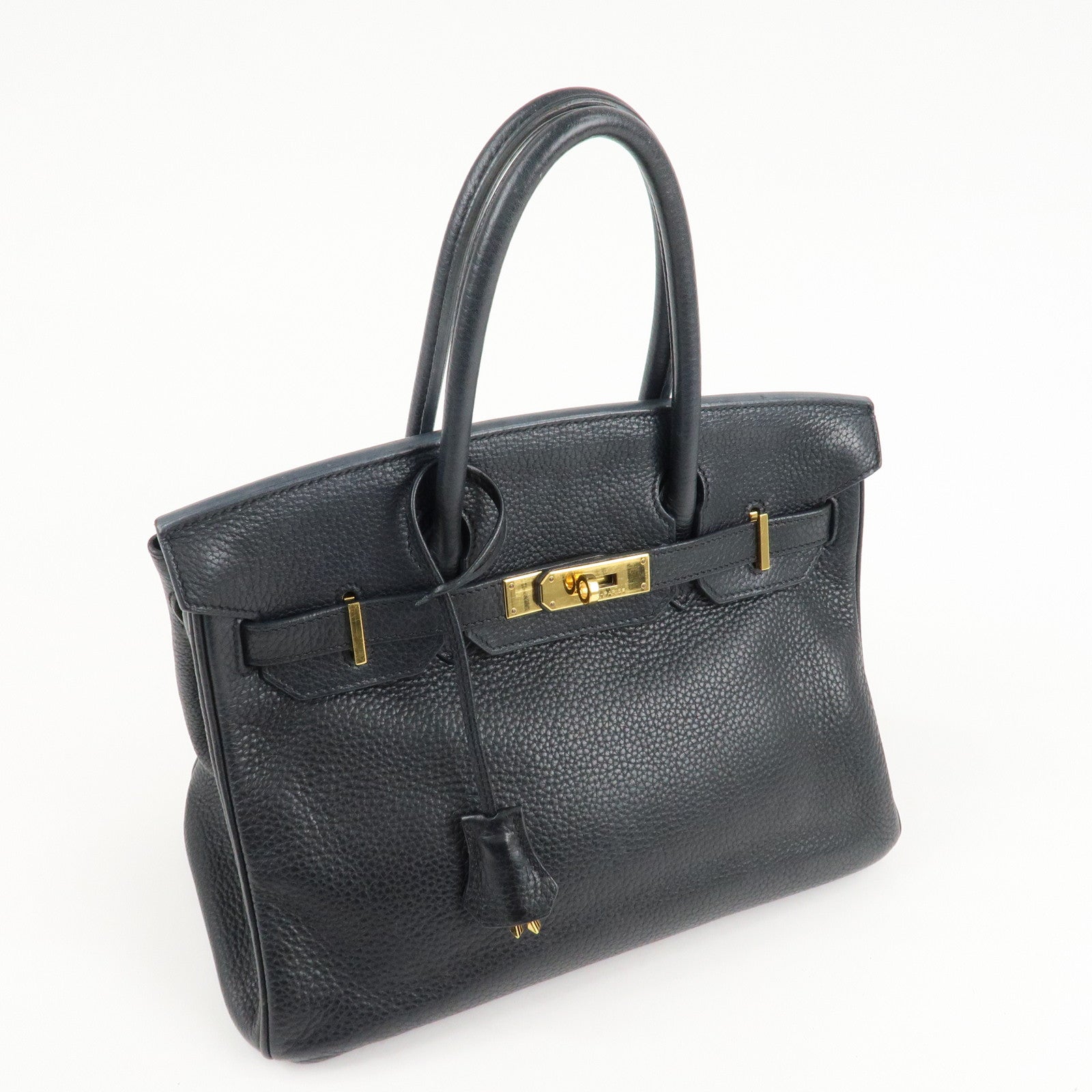 HERMES Taurillon Clemence Birkin 30 M stamped Black Gold