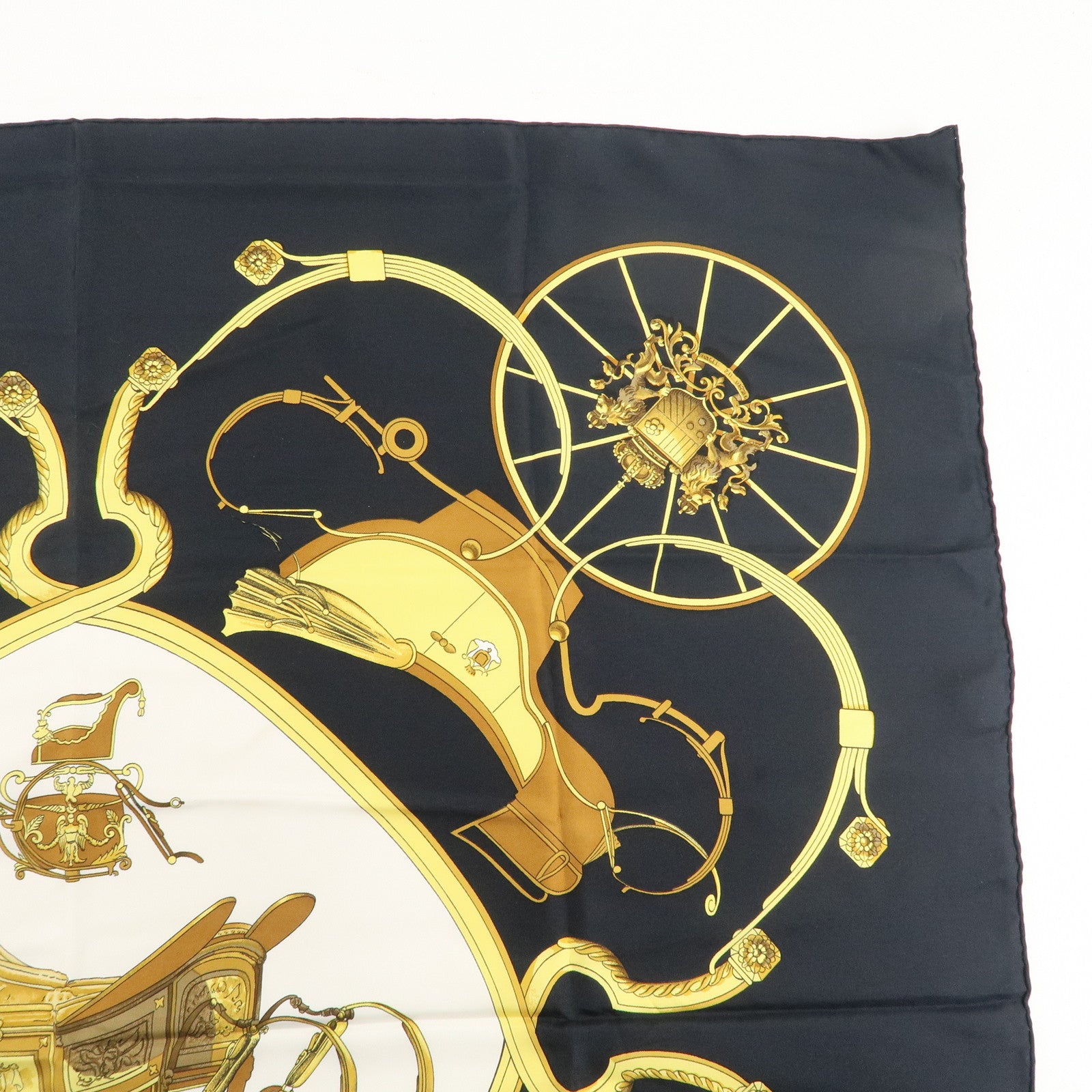 HERMES Carre90 100% Silk Scarf SPRINGS Carriage Pattern