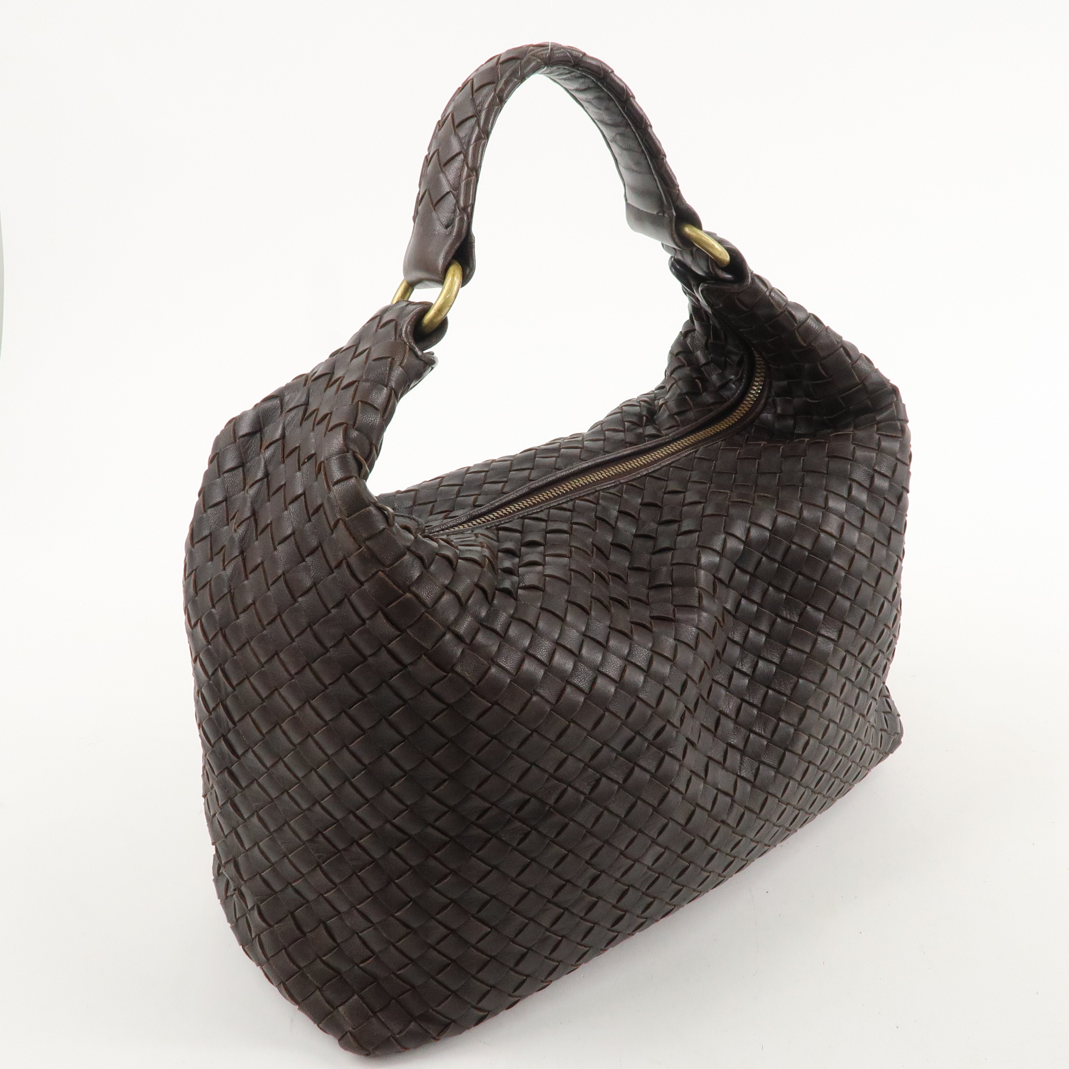 BOTTEGA VENETA Intrecciato Leather Shoulder Bag Brown 181347