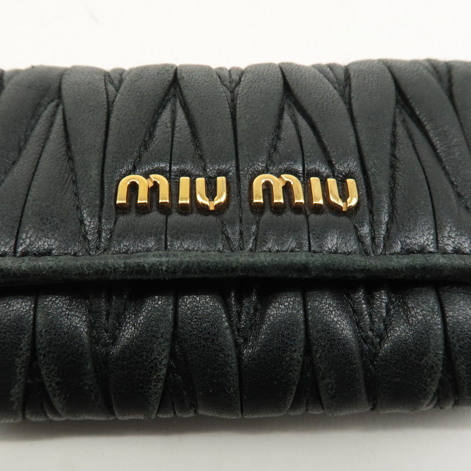 MIU MIU Set of 2 Matelasse Leather ６ Hook Key Case Black