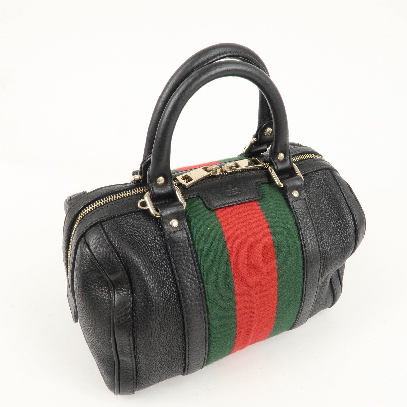 GUCCI Sherry Line Leather 2Way Boston Hand Bag Black 269876