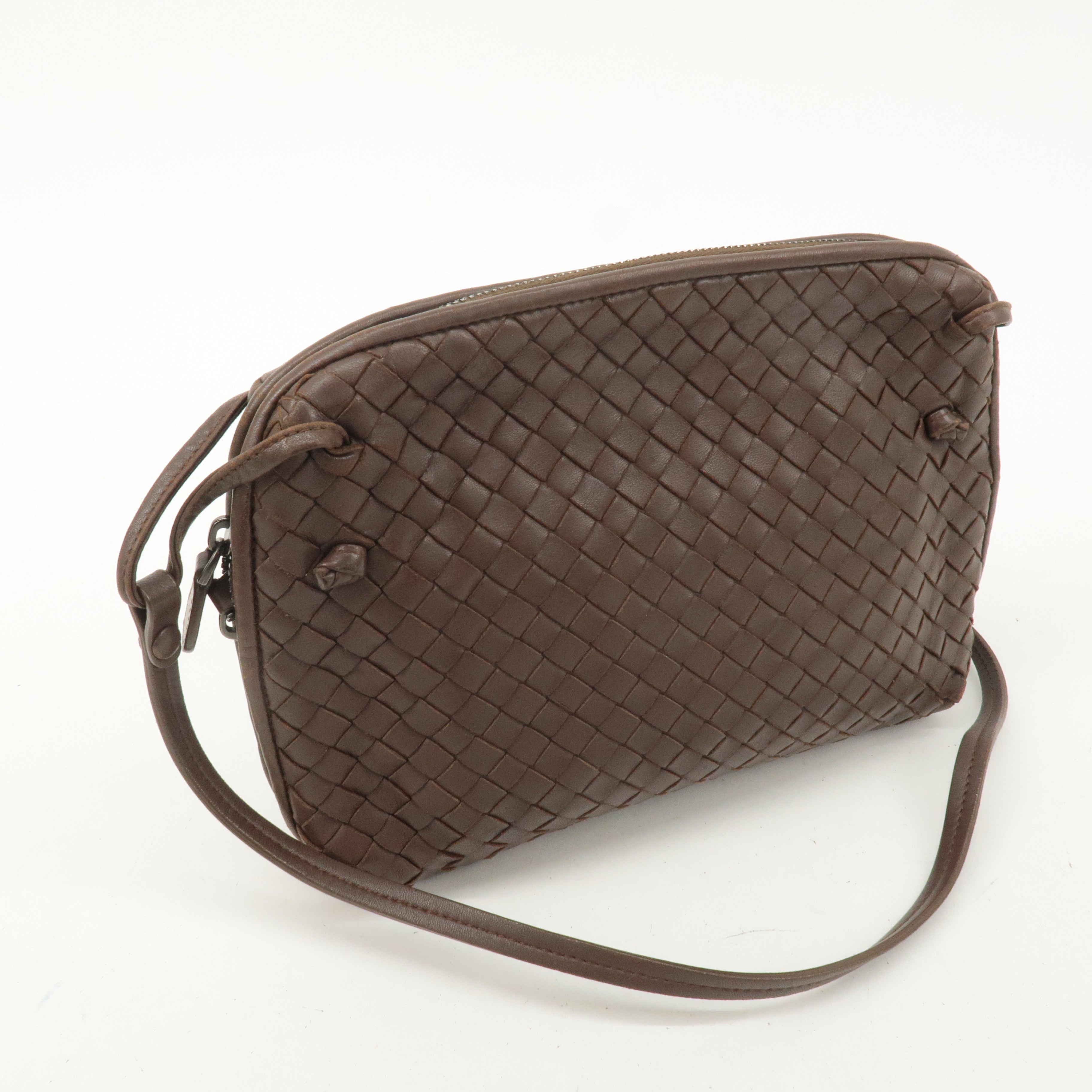 BOTTEGA VENETA Intrecciato Leather Shoulder Bag Brown