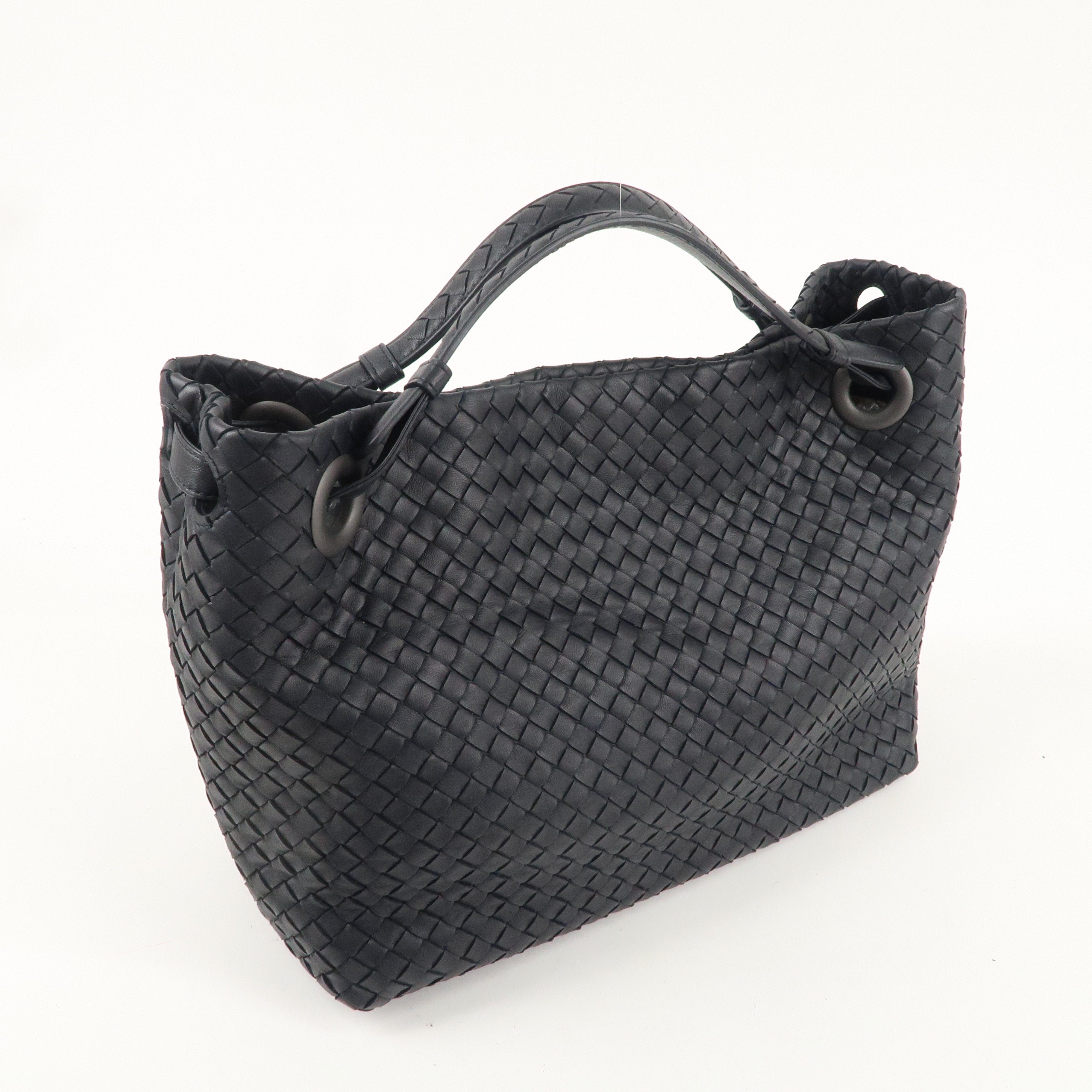 BOTTEGA VENETA Intrecciato Leather Tote Bag Hand Bag Navy