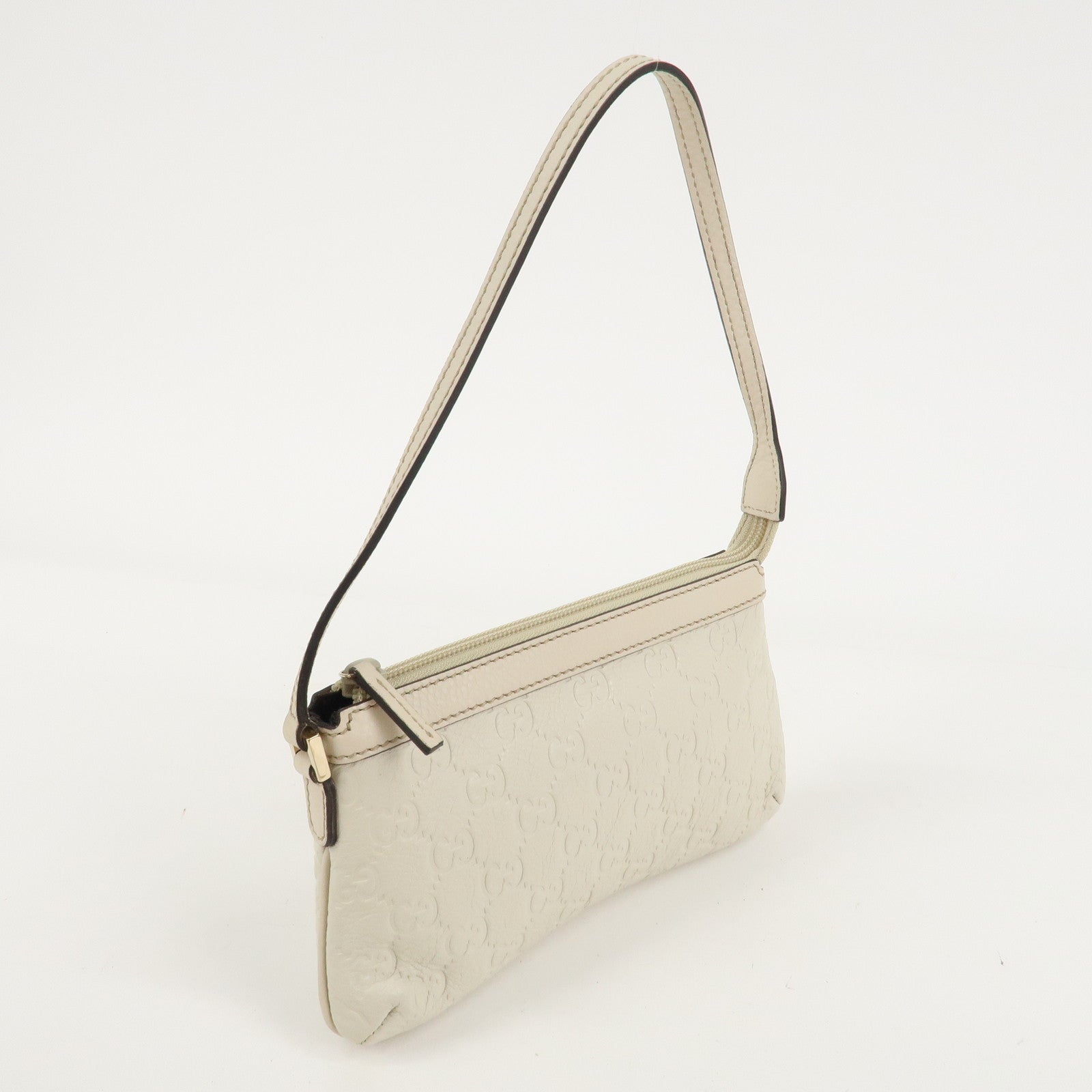 GUCCI Guccissima Leather Pouch Shoulder Bag Ivory 272381 Used