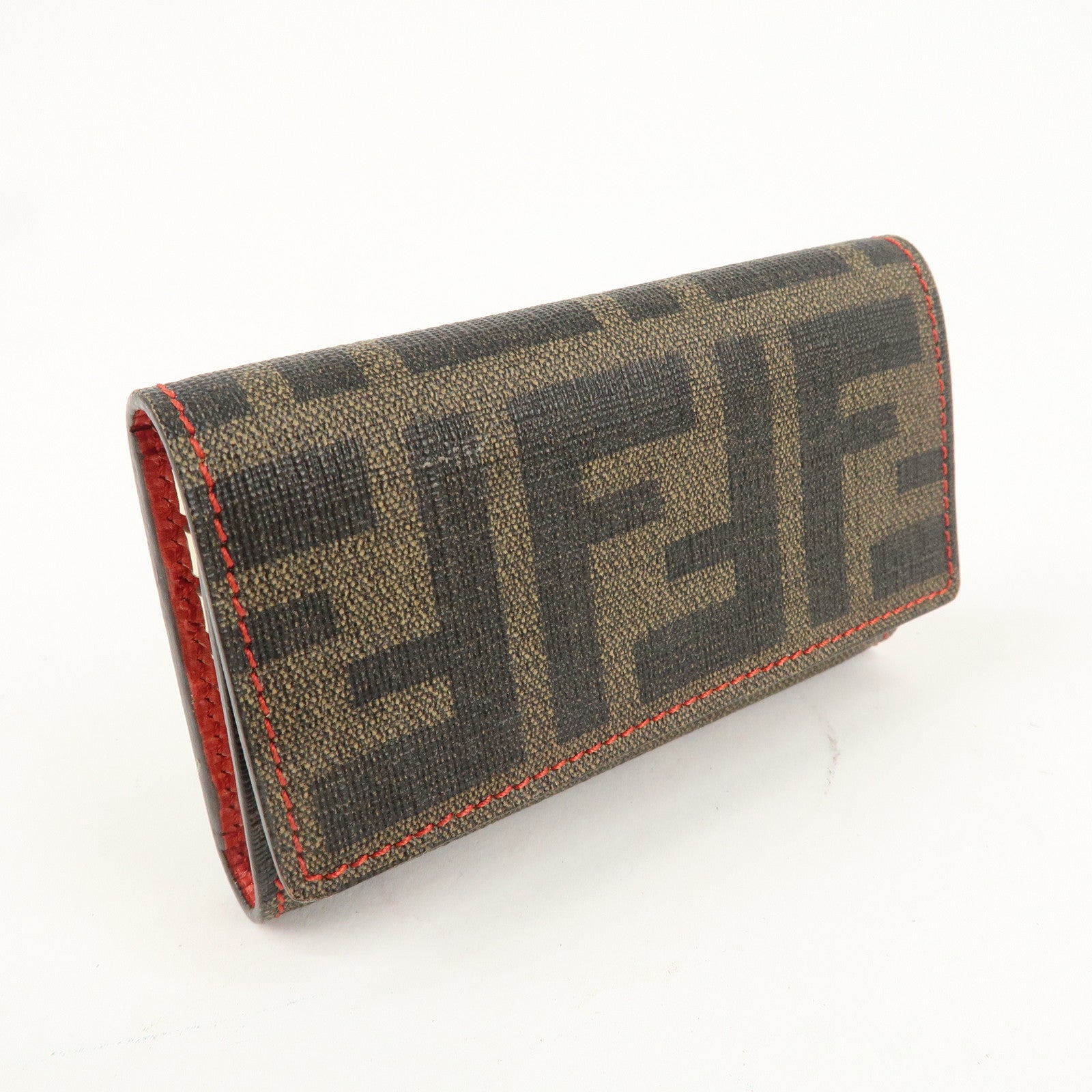 FENDI Zucca Print PVC 6 Rings Key Case Brown Black 8AP079