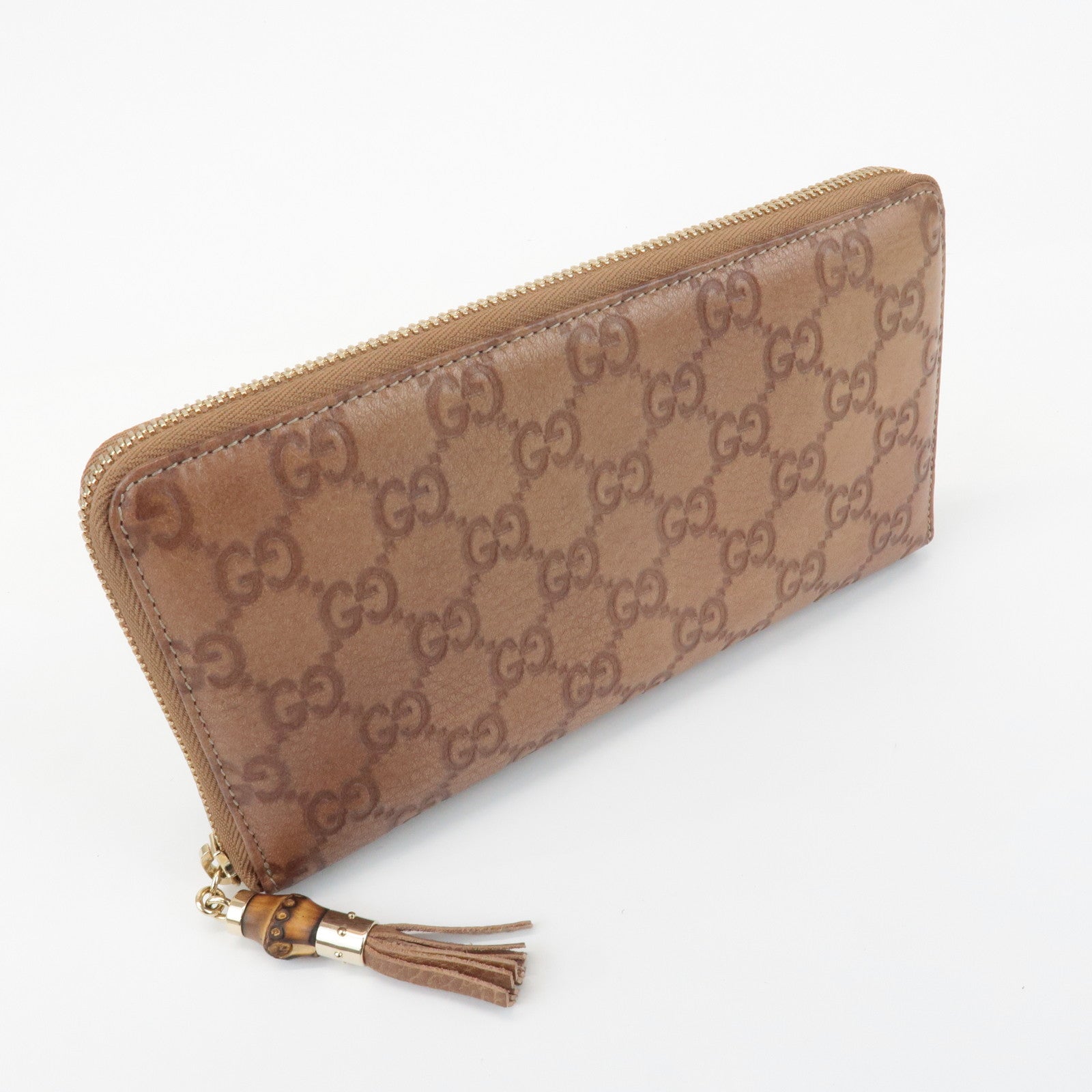 GUCCI Guccissima Bamboo Guccisima Leather Zippy Long Wallet 232977 Used