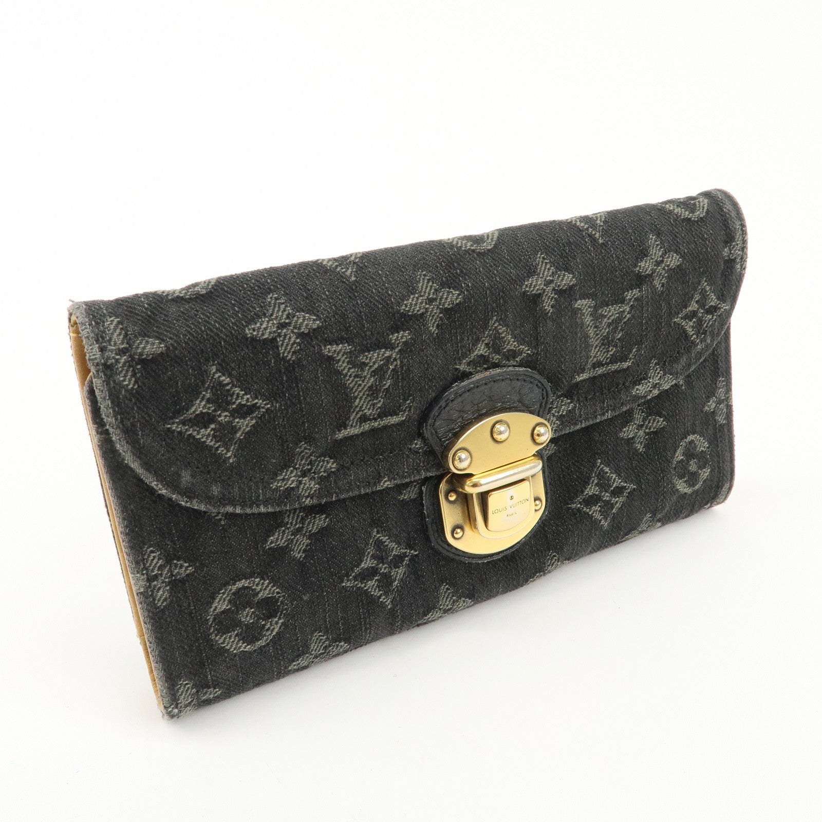 Louis Vuitton Monogram Denim Portefeuille Amelia Noir M95512 Used