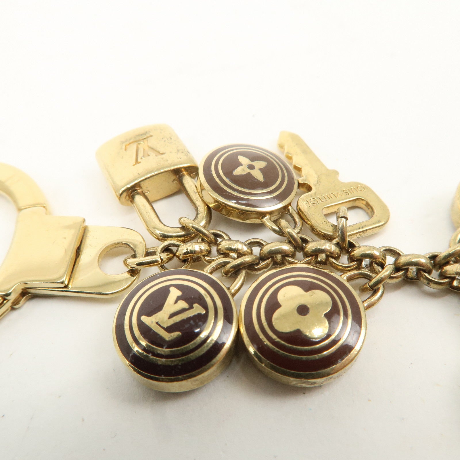 Porte Cles Pastilles Bag Charm Key Charm Gold Brown M65387 Used