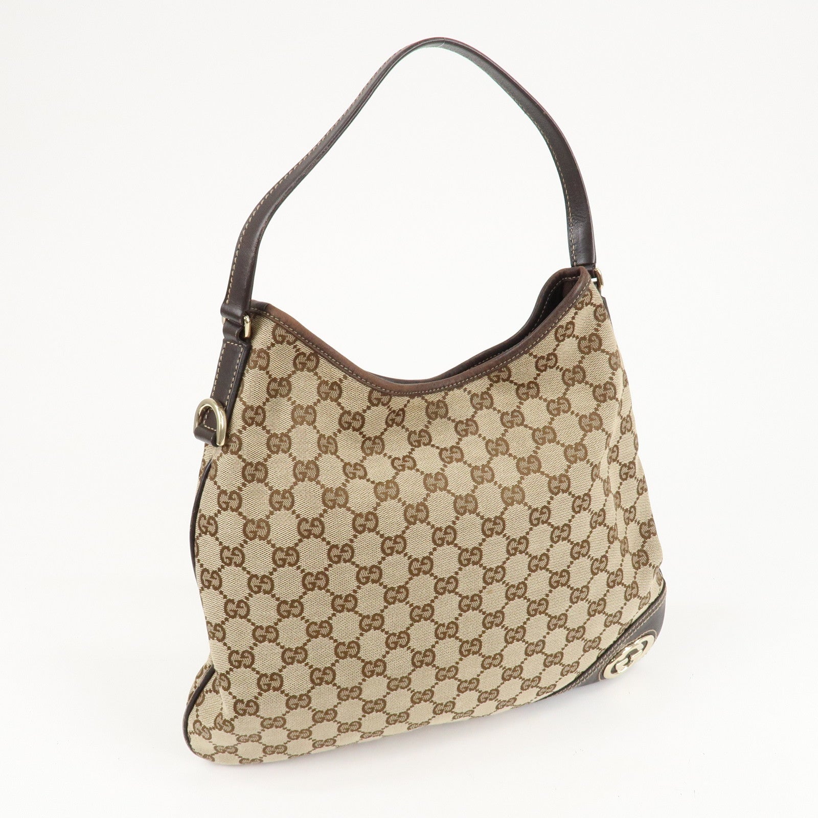 GUCCI Interlocking G GG Canvas Leather Shoulder Bag 169947 Used