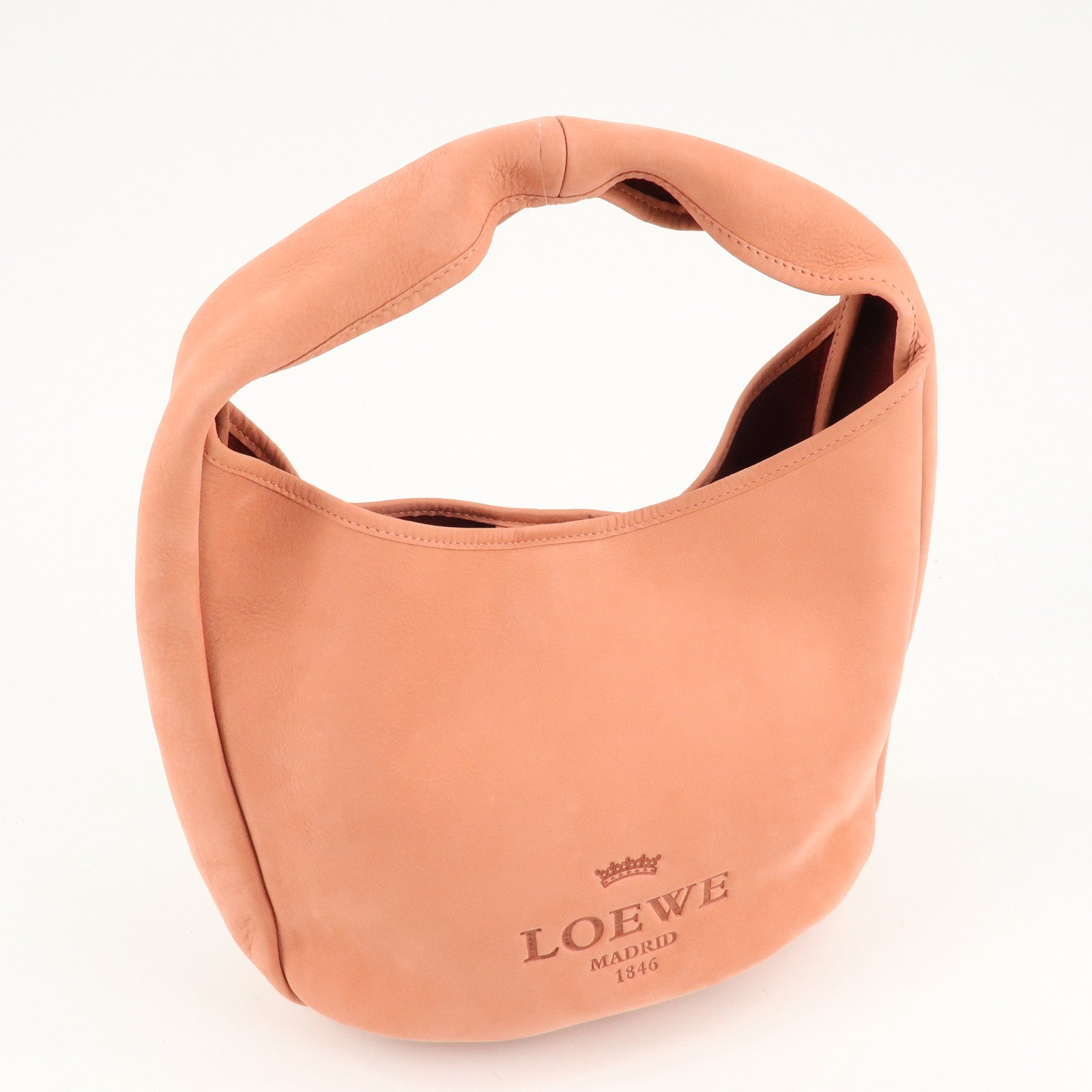 LOEWE Suede Shoulder Bag Hand Bag Pouch Pink Used