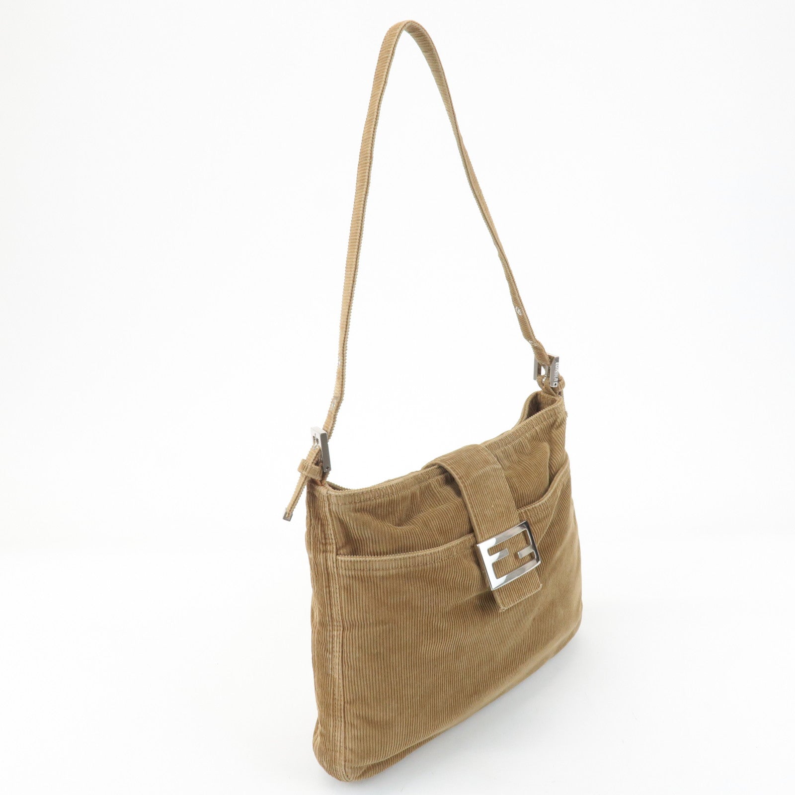 FENDI Corduroy Shoulder Bag Khaki 214526727009