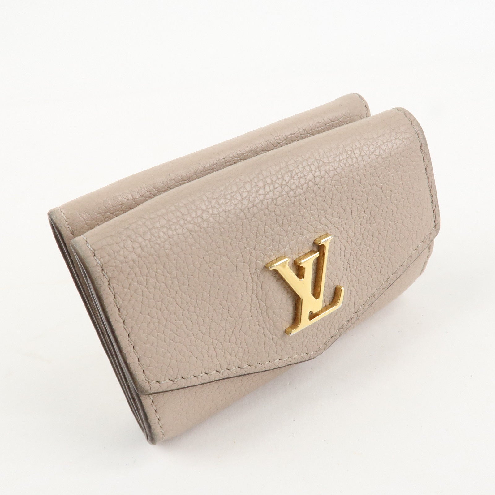 Louis Vuitton Portefeuille Lock Mini Wallet Greige M69340 Used