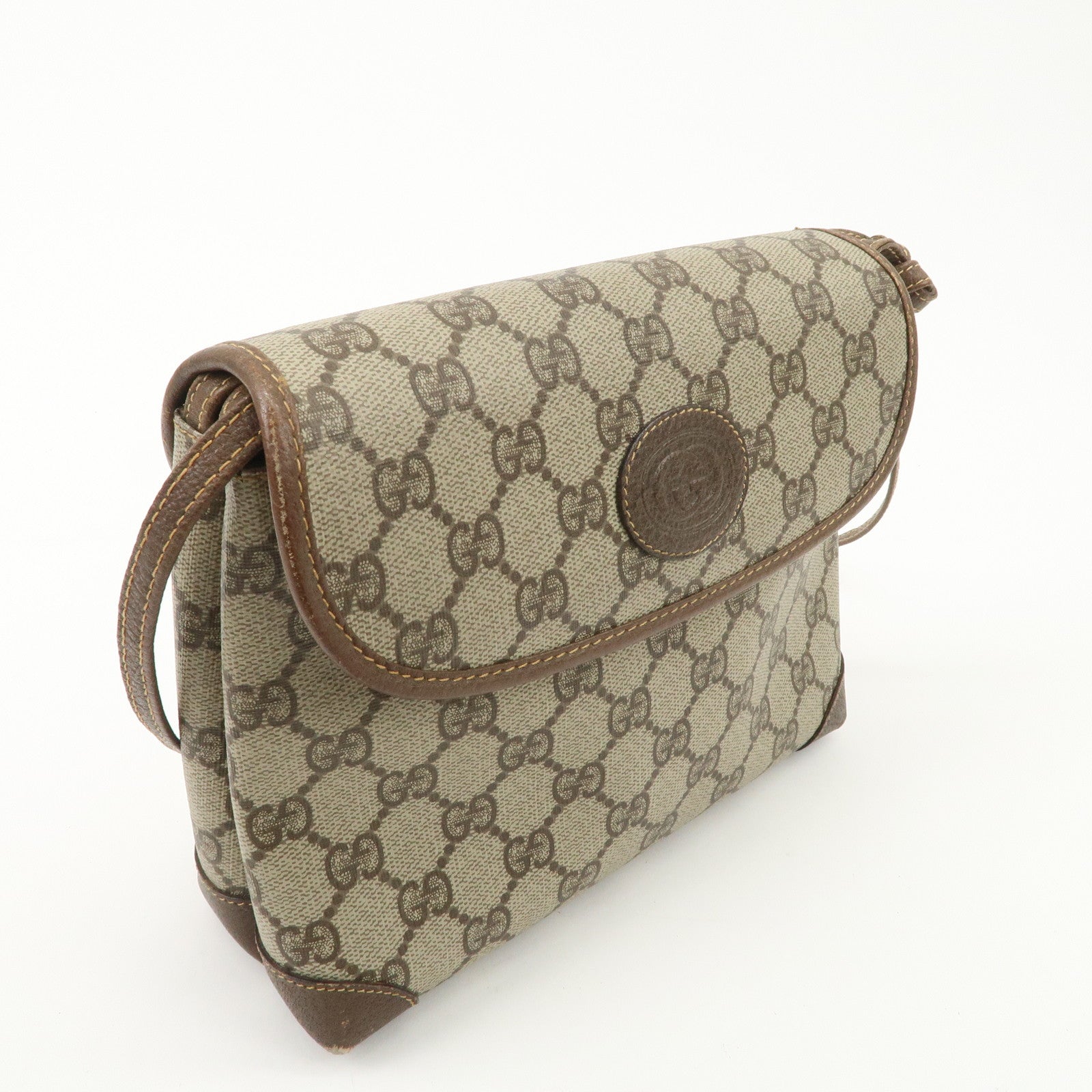 GUCCI Old Gucci GG Plus Leather Shoulder Bag 007.56.0087