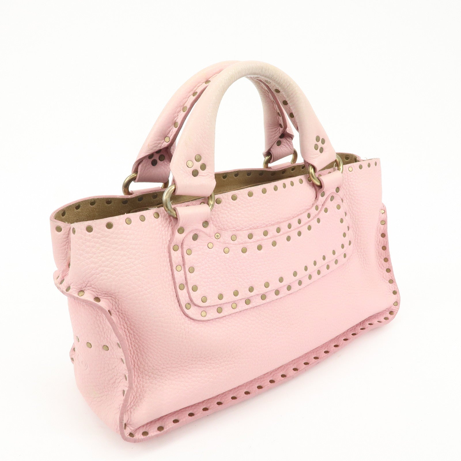 CELINE Macadam Suede Boogie Hand Bag Pink Used