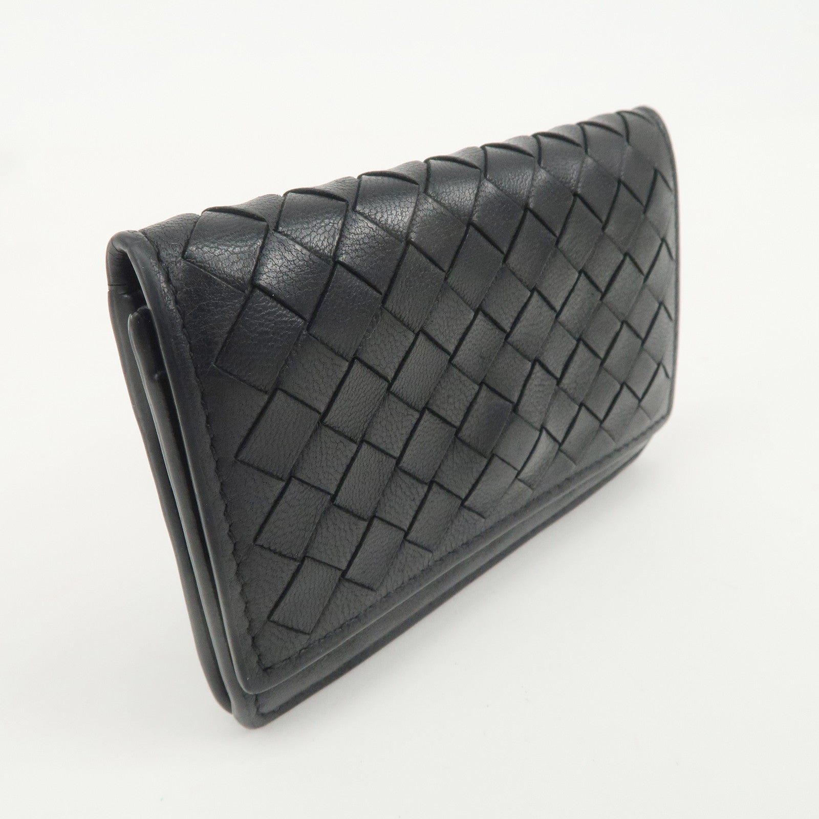 BOTTEGA VENETA Intrecciato Leather Card Case ID Case Black