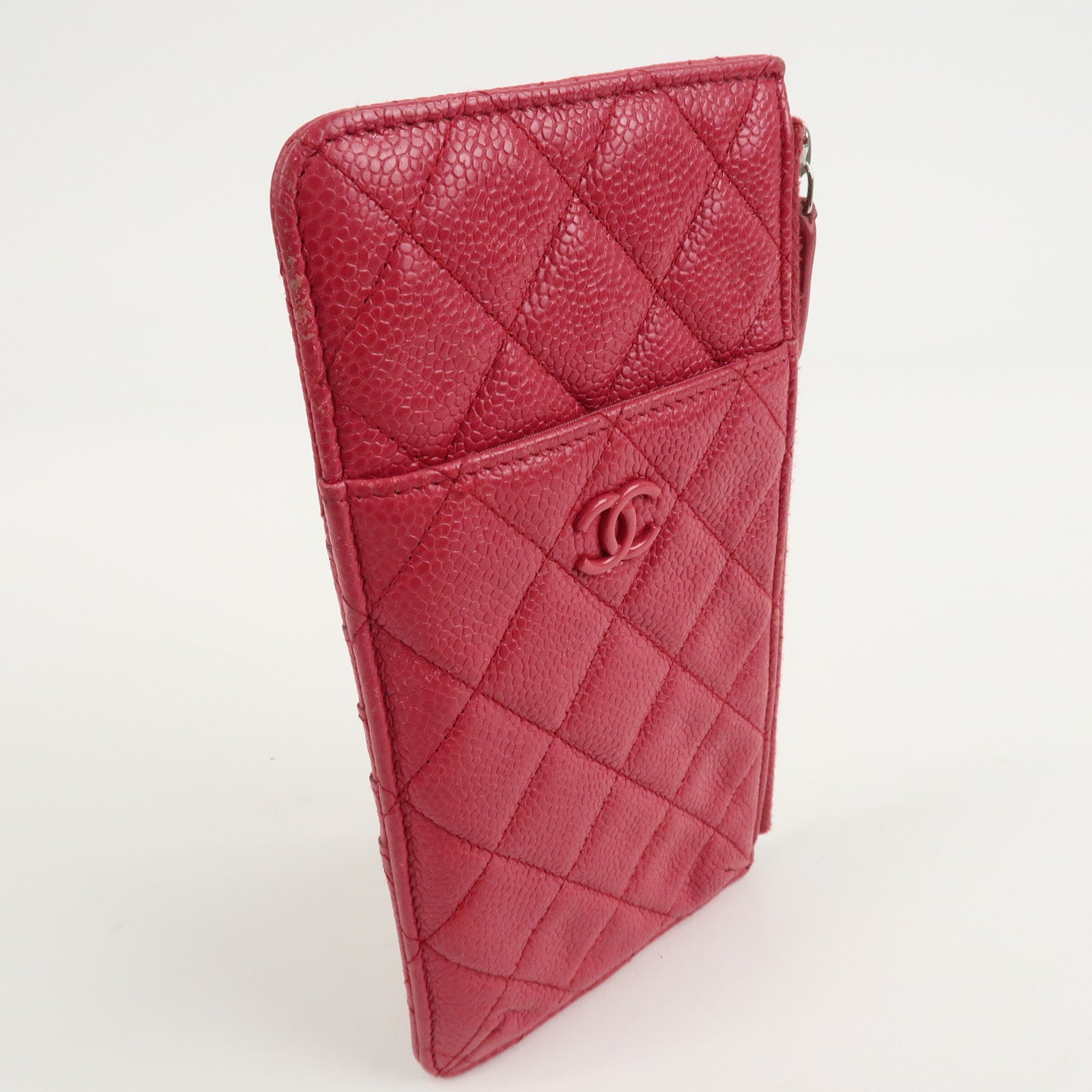 CHANEL Matelasse Caviar Skin Phone 
Card Case Pink AP0225 Used