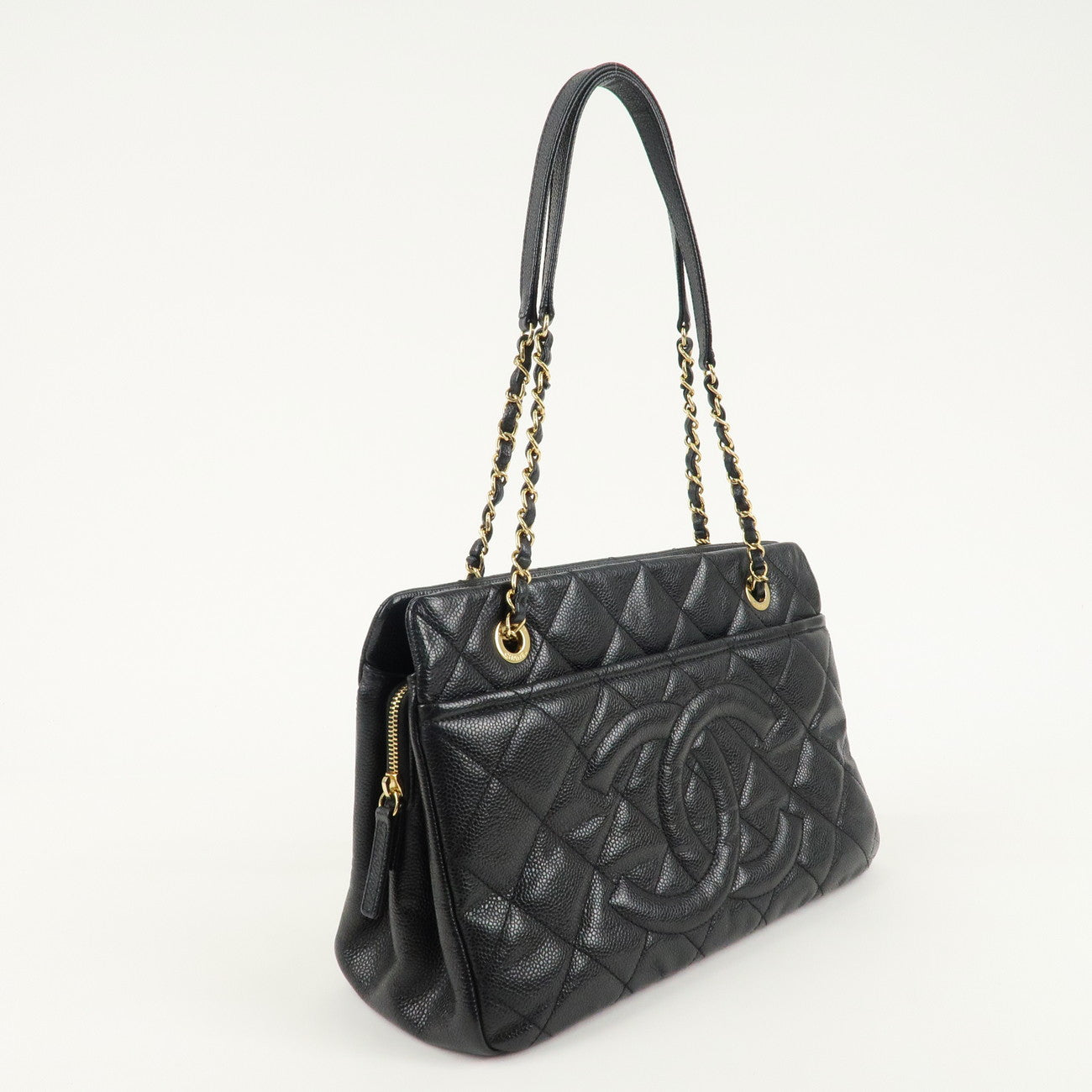 CHANEL Matelasse Caviar Skin COCOMark Chain Tote Bag Black