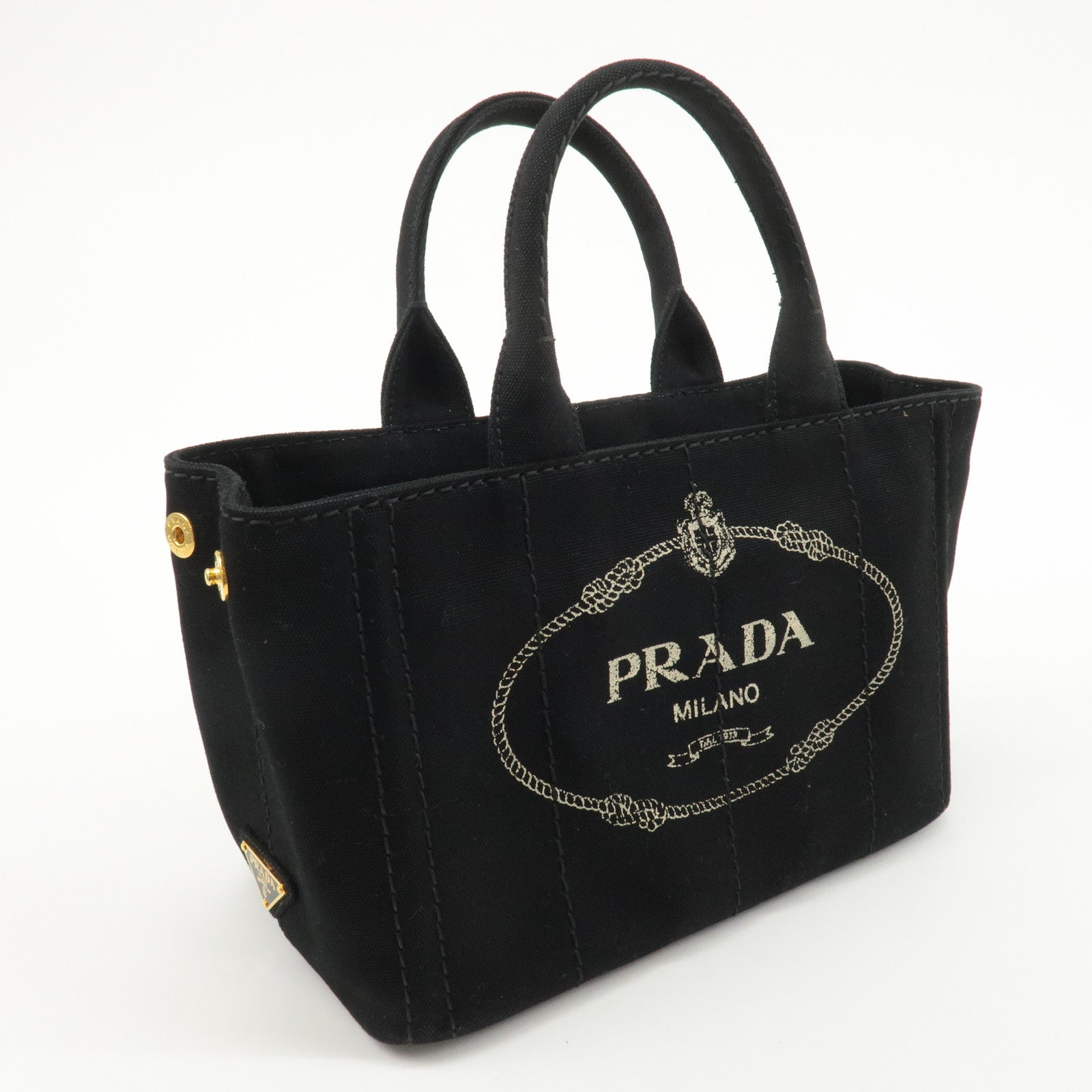 PRADA Canapa Mini Canvas 2Way Bag Shoulder Bag Black 1BG439