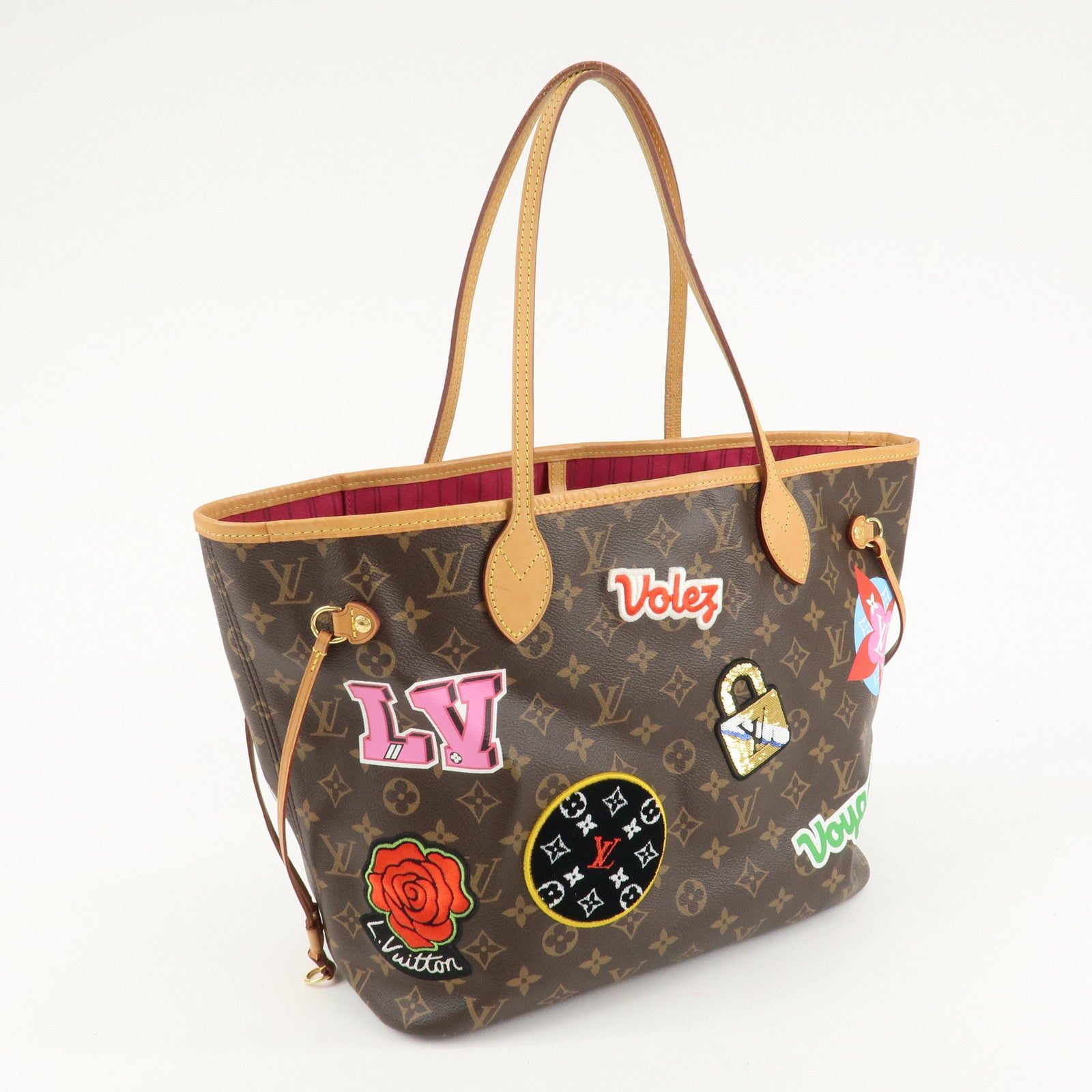 Louis Vuitton Monogram Patches Neverfull MM Tote Bag Pouch M43988