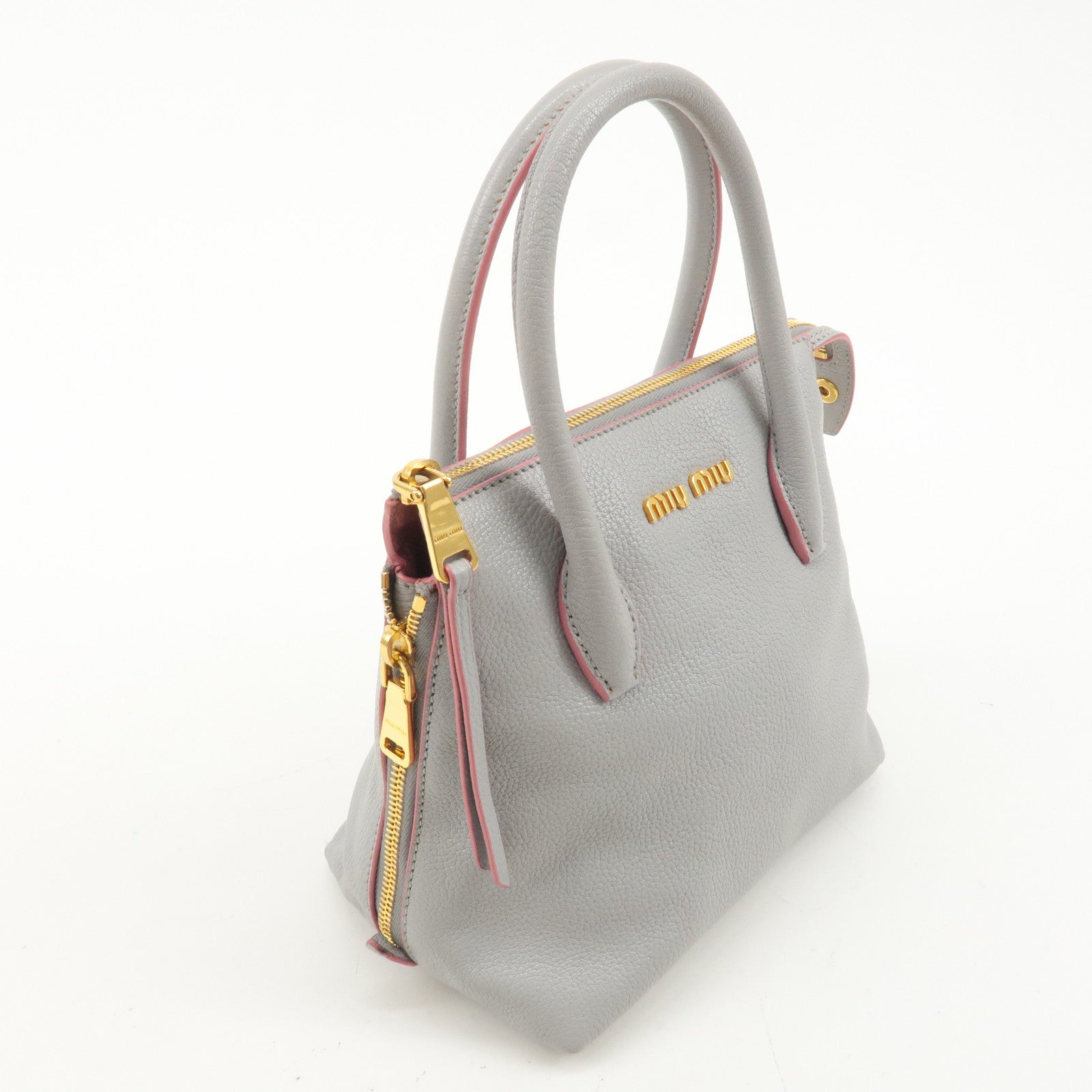 MIU MIU Leather Madras 2Way Shoulder Bag Hand Bag 5BA003