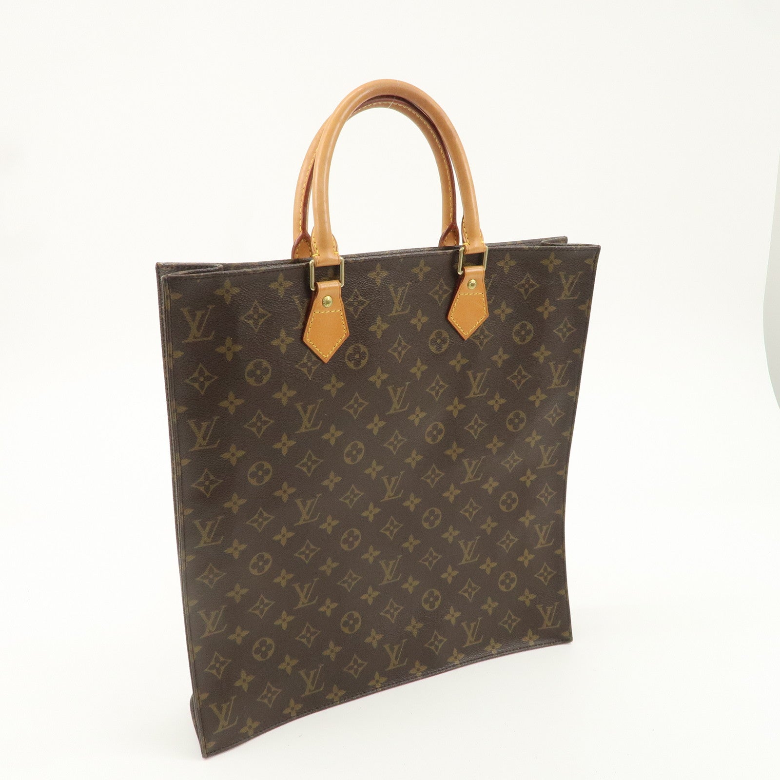 Louis Vuitton Monogram Sac Plat Hand Bag Brown M51140