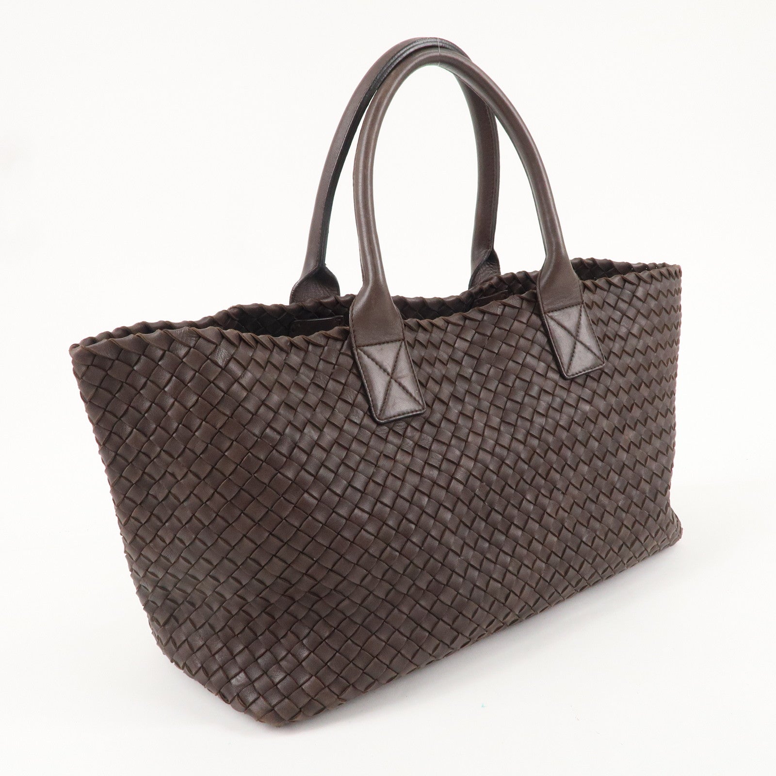 BOTTEGA VENETA Intrecciato Leather Cabas MM Tote Bag Brown 115664