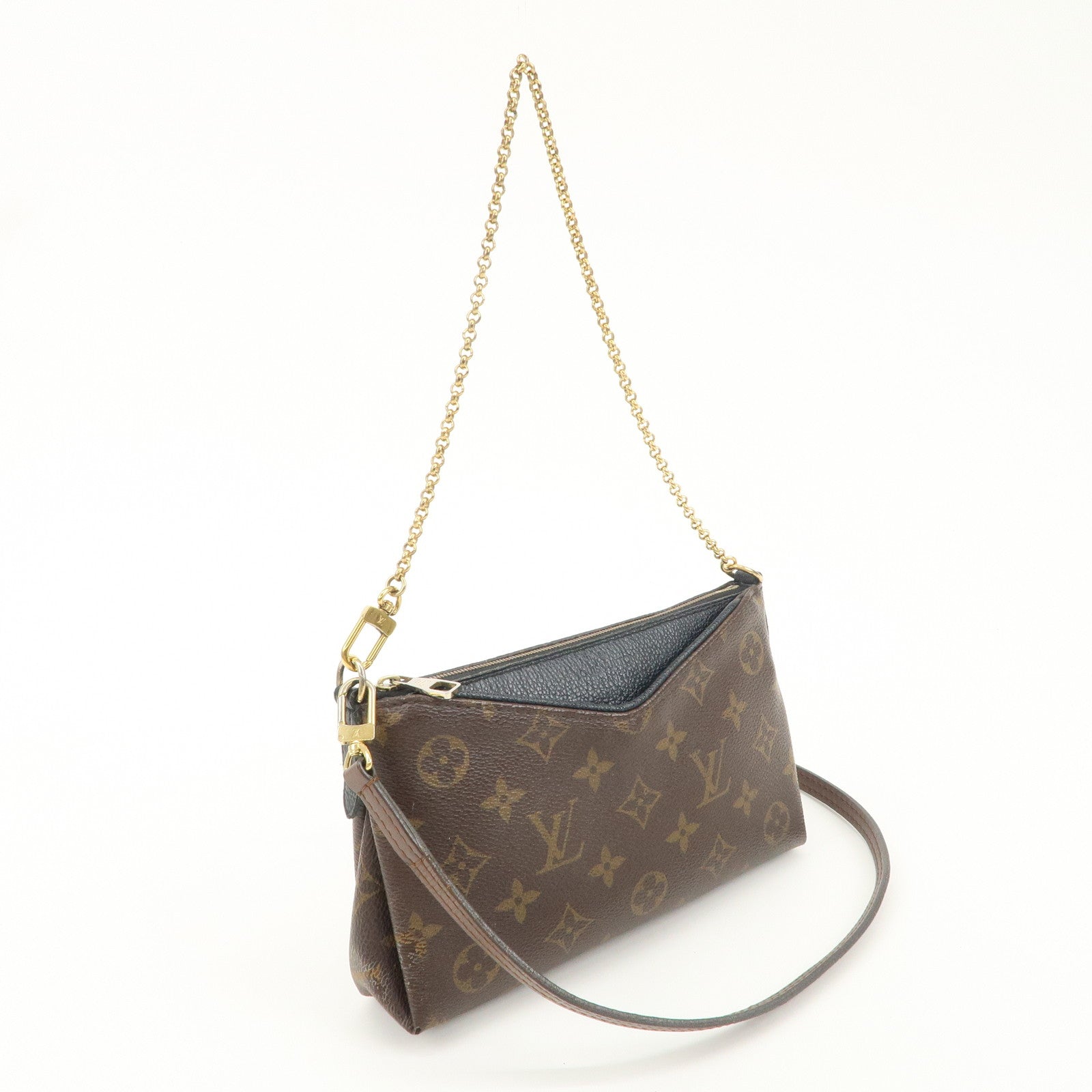 Louis Vuitton Monogram Pallas Clutch 2Way Shoulder Bag Noir M41639