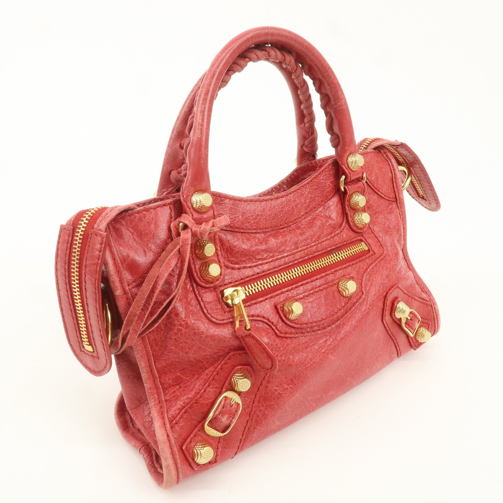 BALENCIAGA Giant Mini City Leather 2Way Shoulder Bag Red 309544