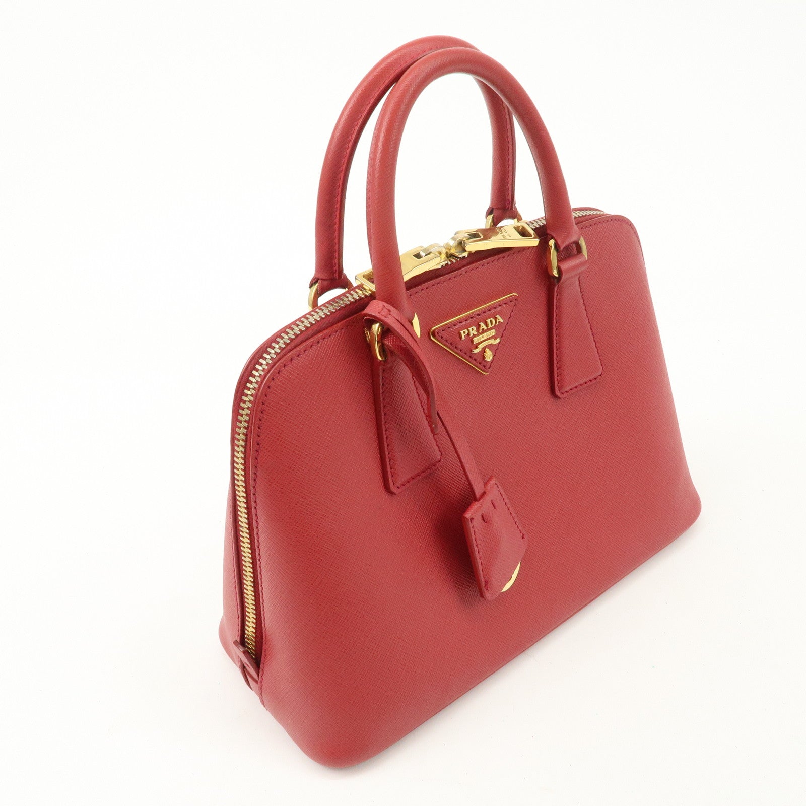 PRADA Promenade Saffiano Leather 2Way Shoulder Bag Red BL0838 Used