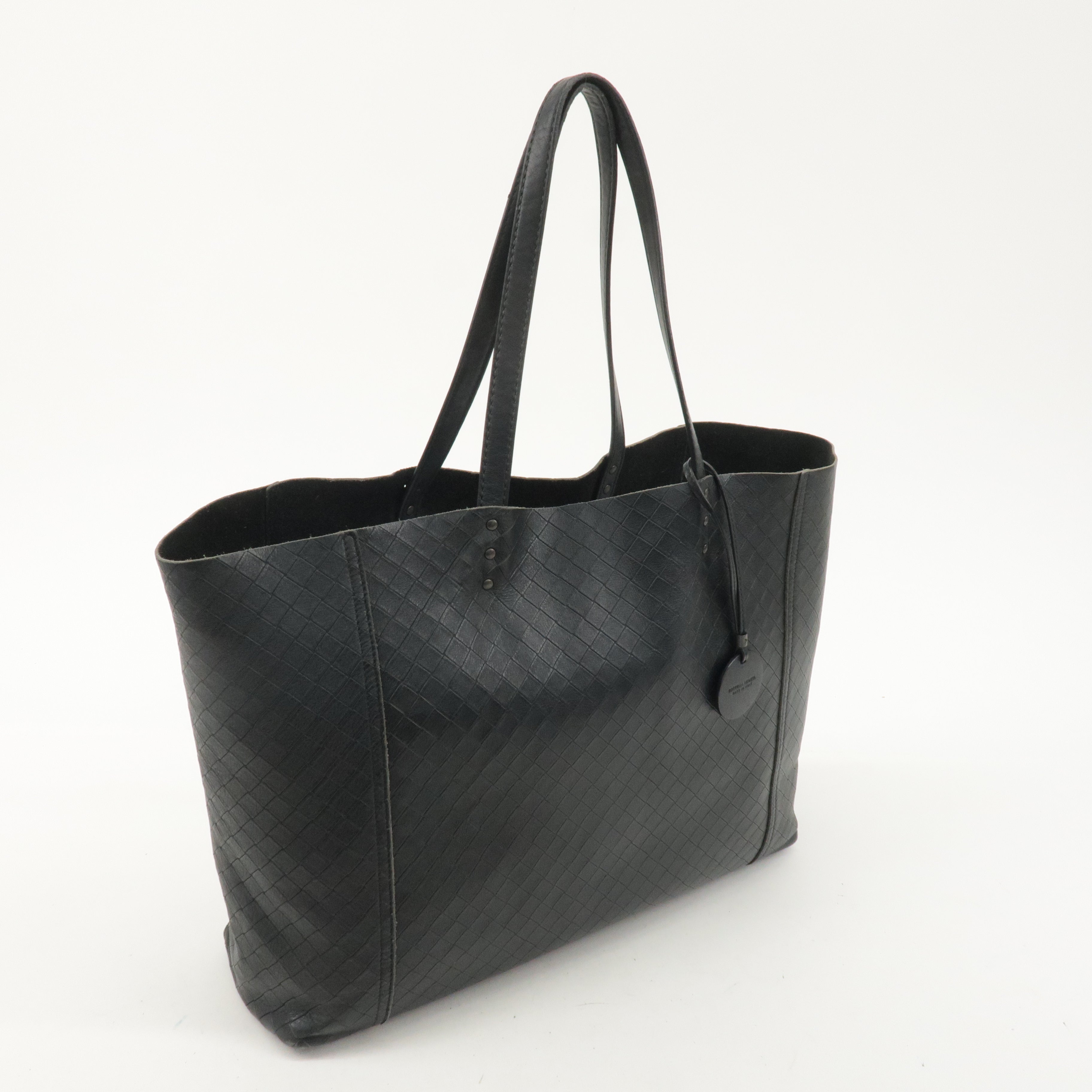 BOTTEGA VENETA Intreccio Leather Tote Bag Shoulder Bag Black