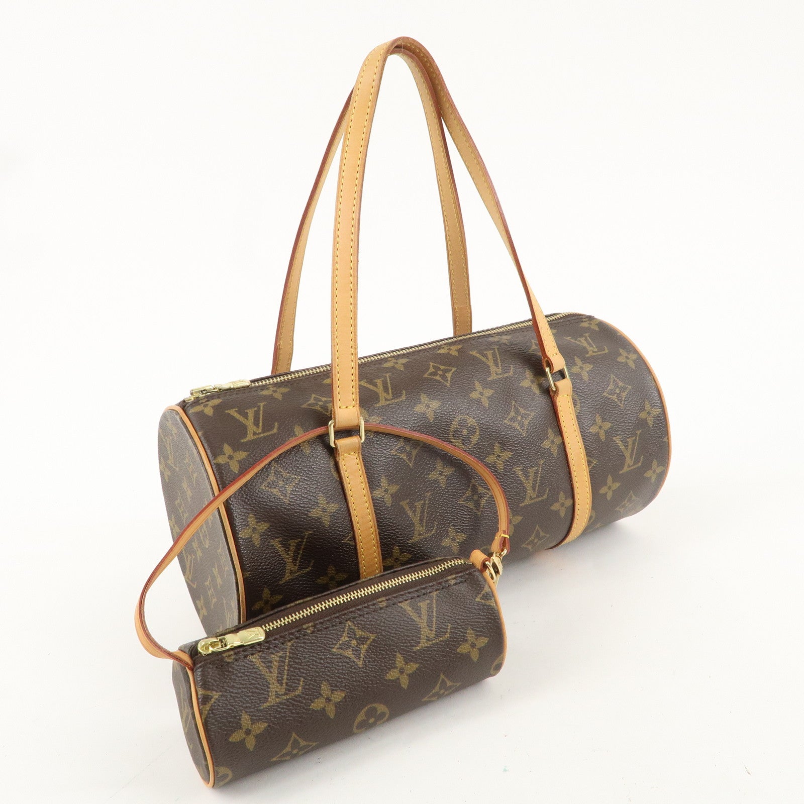 Louis Vuitton Monogram Papillon 30 Hand Bag 
Pouch Brown M51385