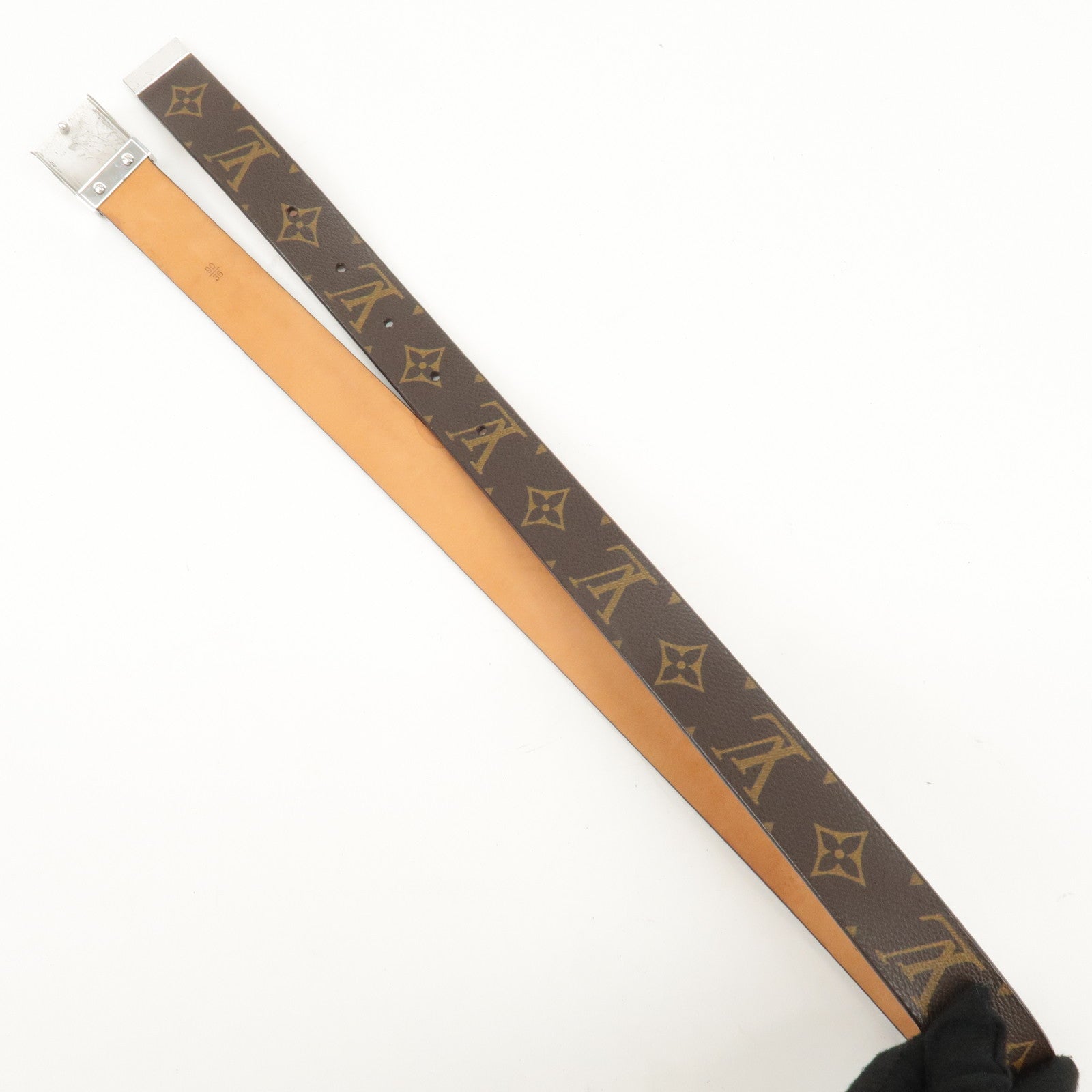 Louis Vuitton Monogram Saint Tulle Belt 90/36 Brown M6801 Used