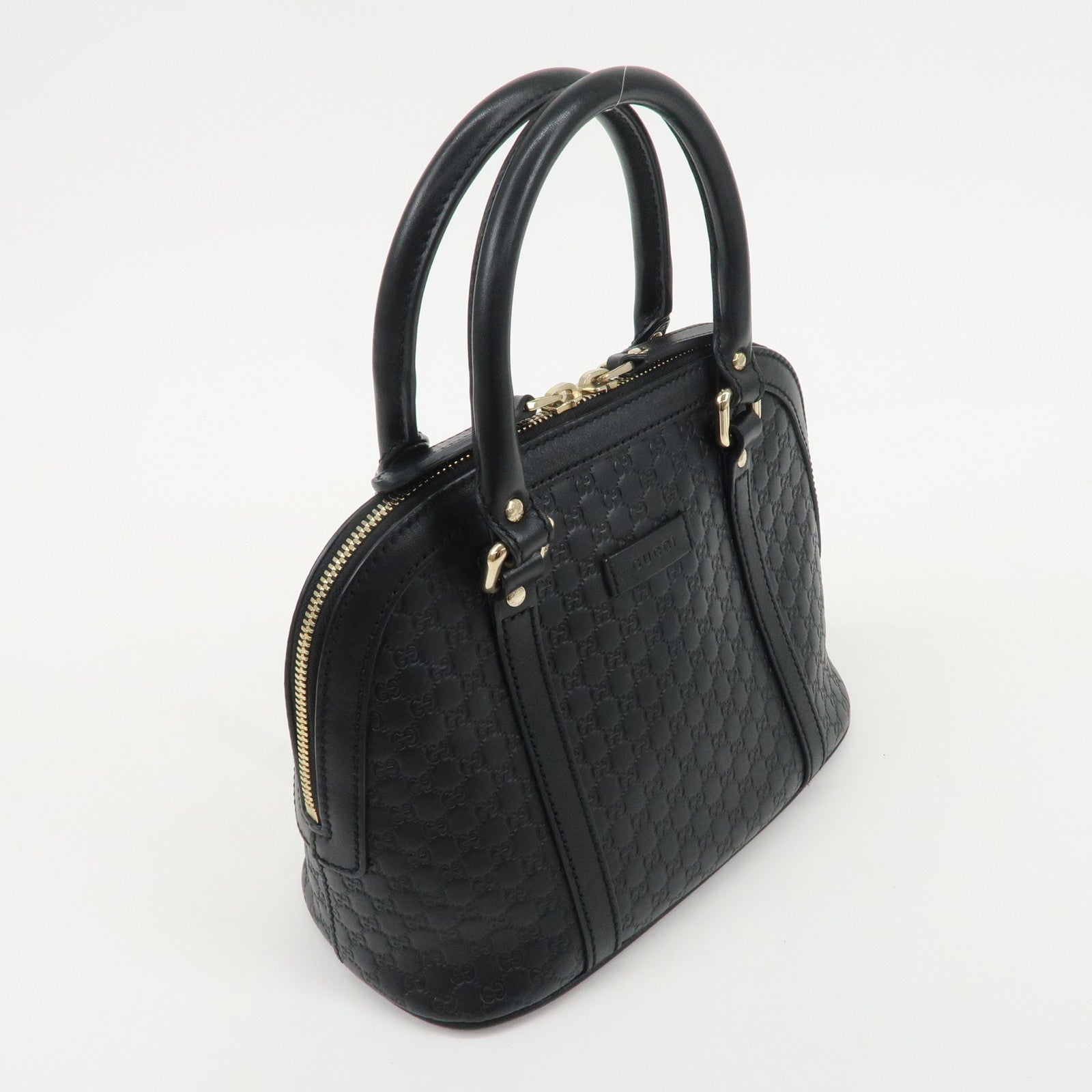 GUCCI Micro Guccissima Leather 2Way Shoulder Hand Bag Black 449654