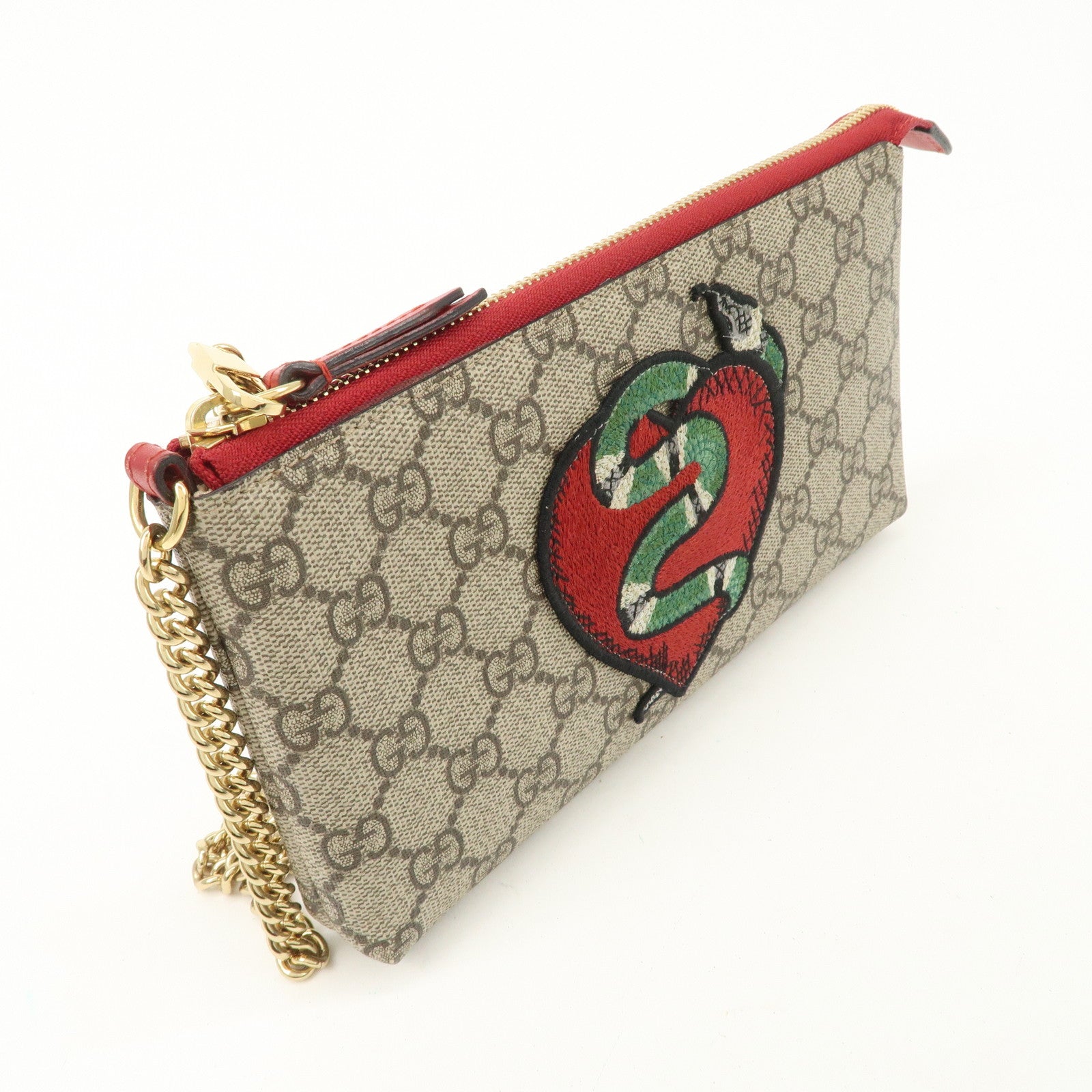 GUCCI Holiday Collection GG Supreme Kingsnake Chain Pouch Used