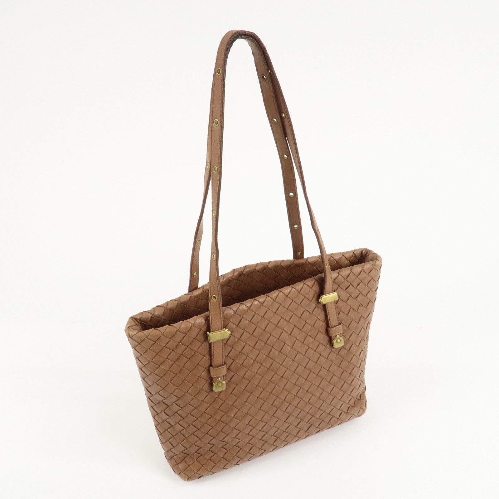 BOTTEGA VENETA Intrecciato Leather Tote Bag Brown 162937