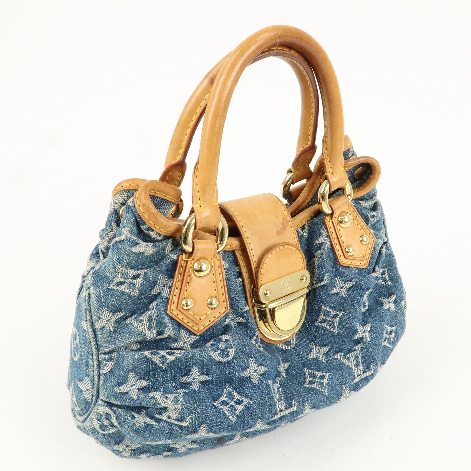 Louis Vuitton Monogram Denim Pleaty Hand Bag Blue M95020