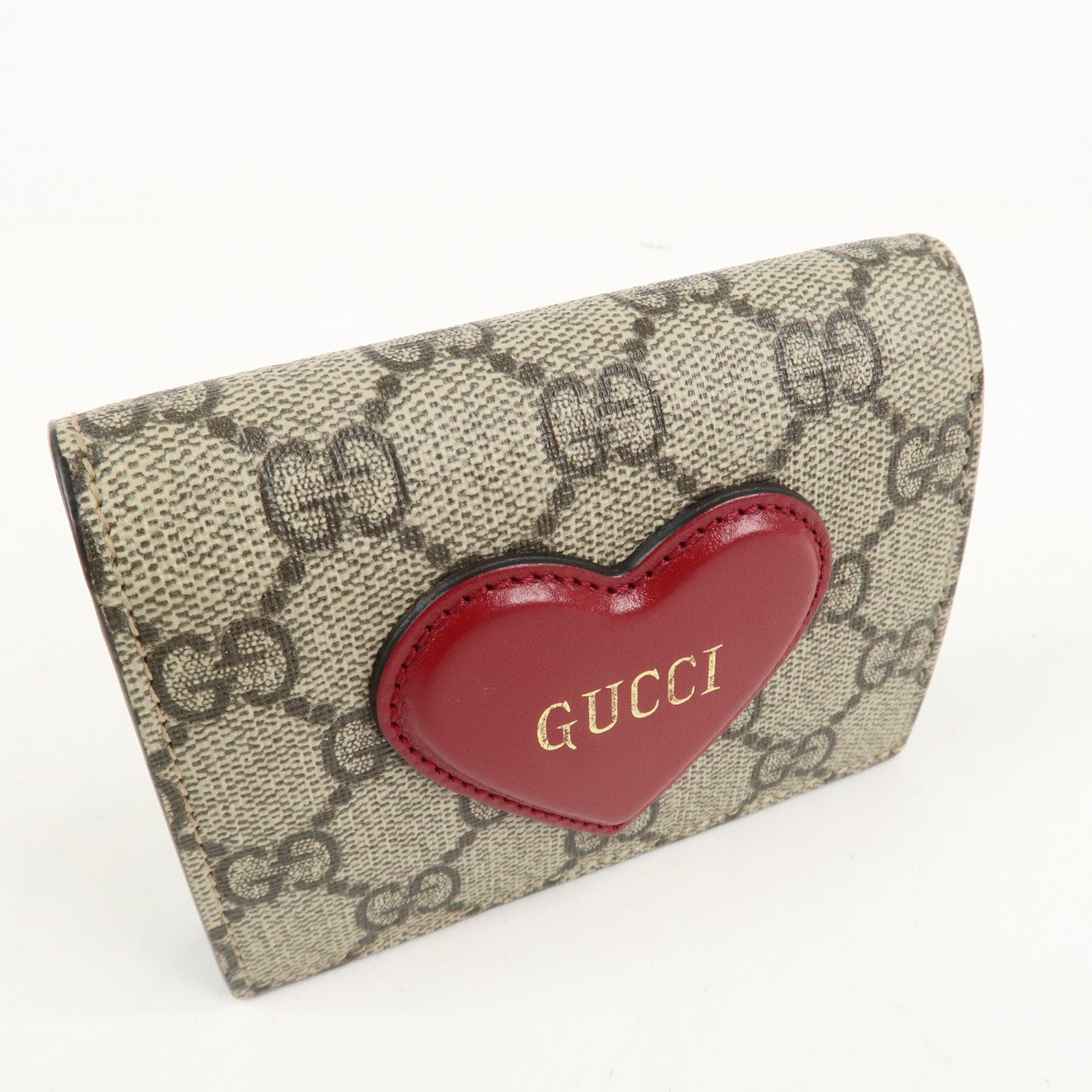 GUCCI GG Supreme Leather Heart Motif Bi-fold Wallet 648848