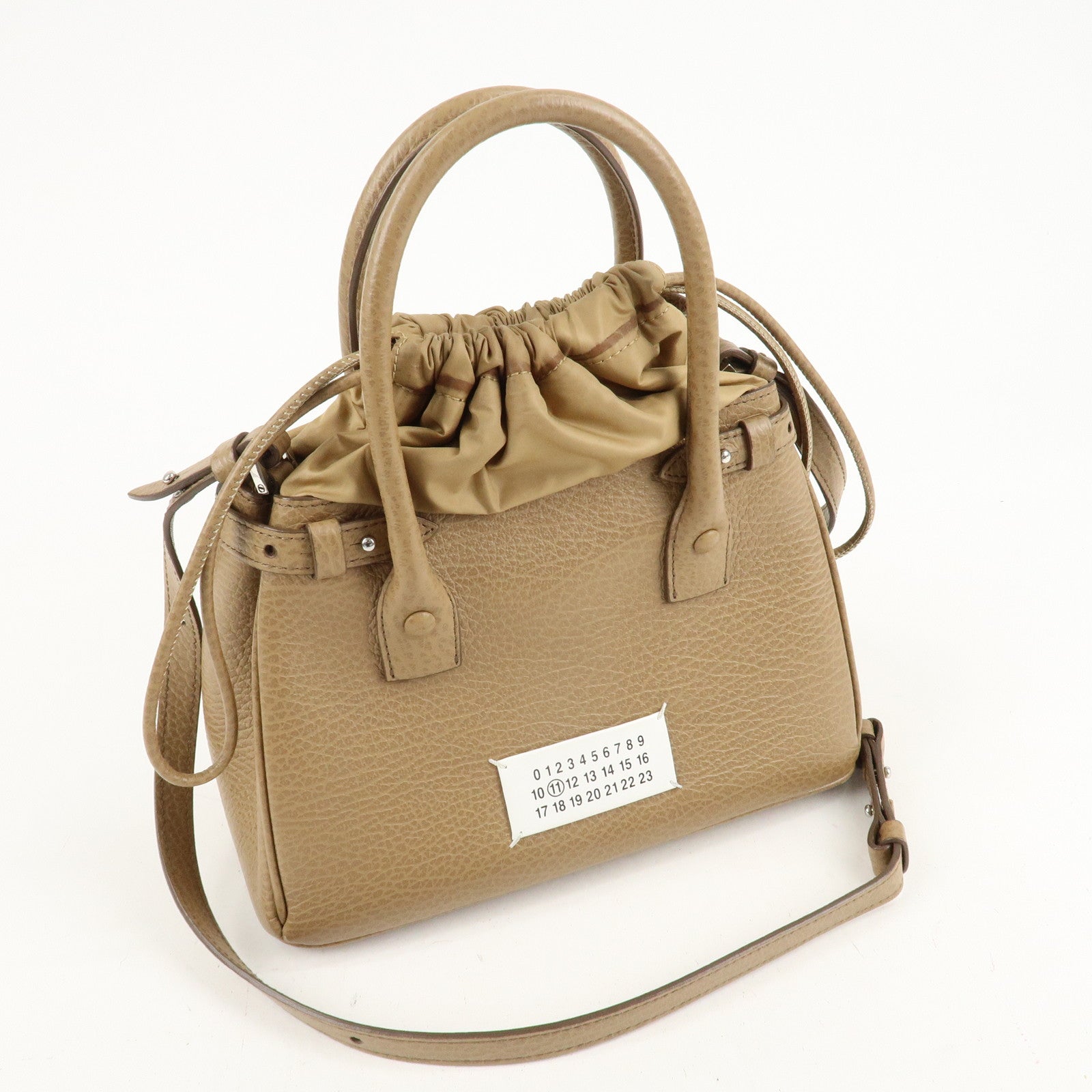 Maison Margiela Leather Drawstring 2Way Bag Hand Bag Beige Used