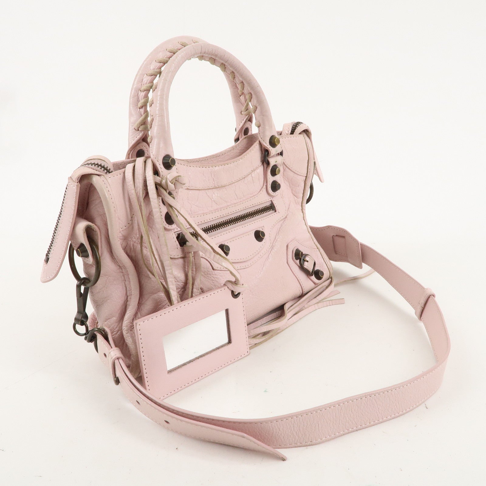 BALENCIAGA Leather Classic Mini City 2Way Bag Light Pink 300295