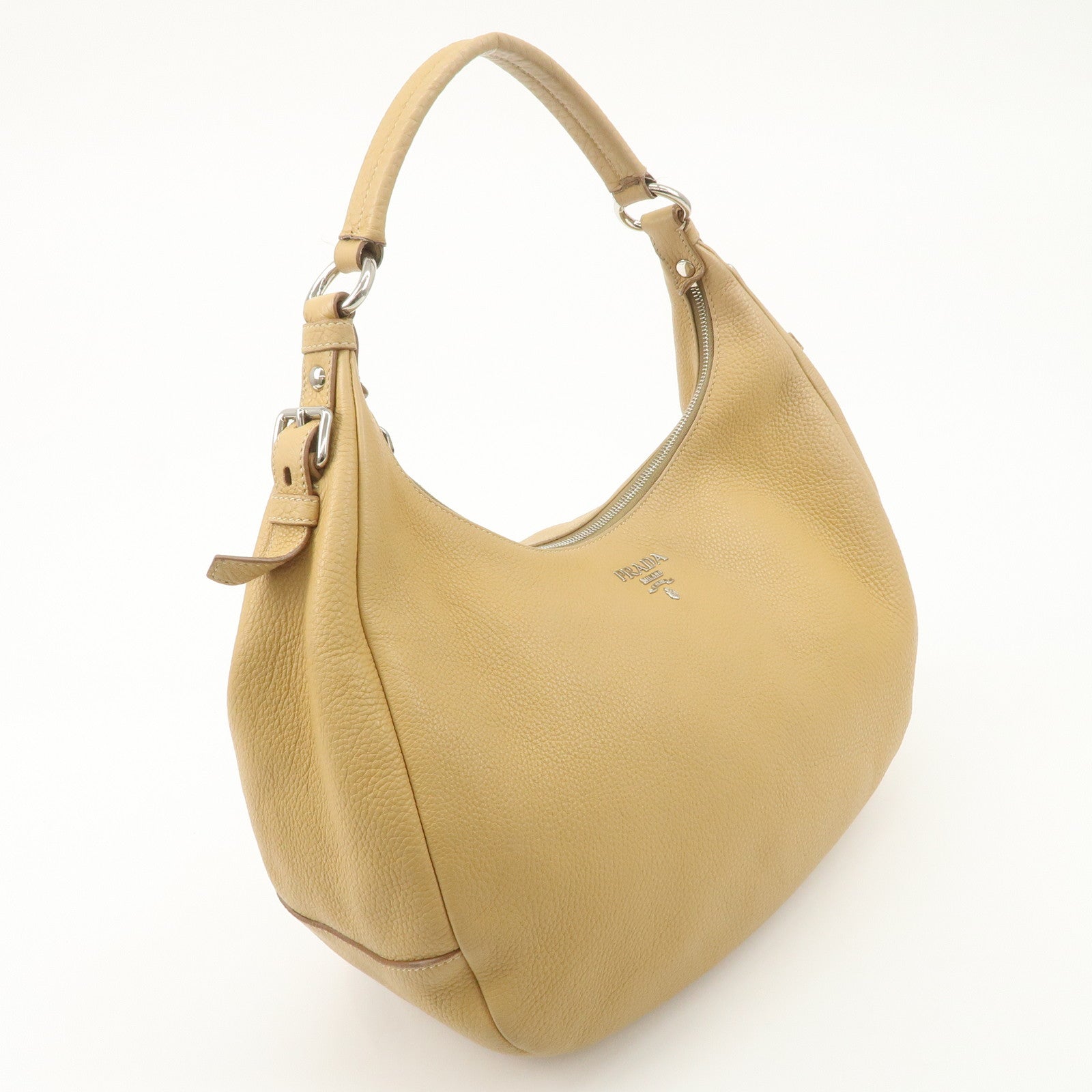 PRADA Leather Shoulder Bag Beige BR4311