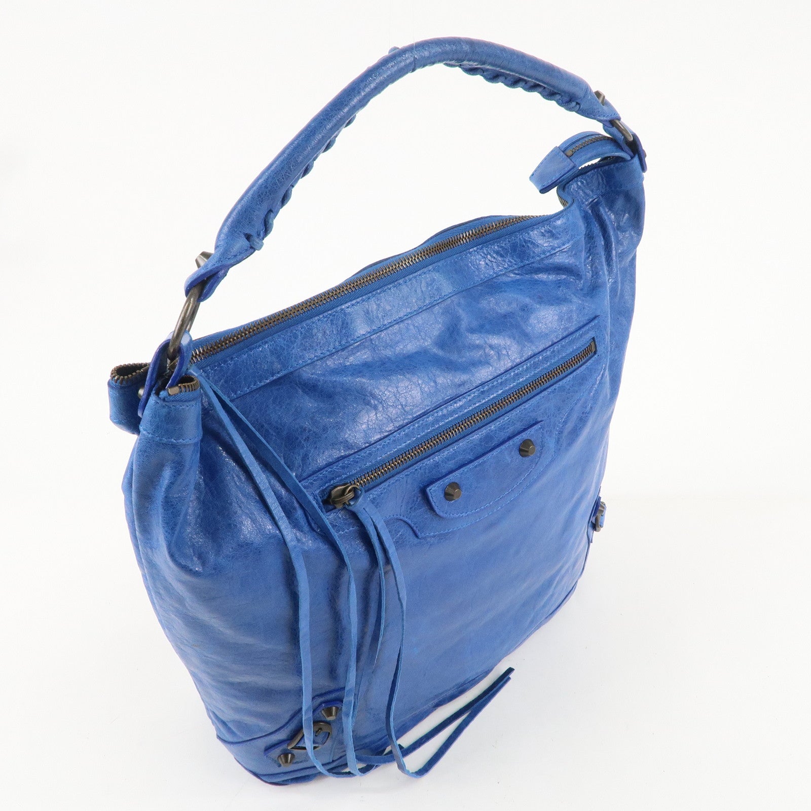 BALENCIAGA Editor
s The Day Leather Shoulder Bag Blue 140442