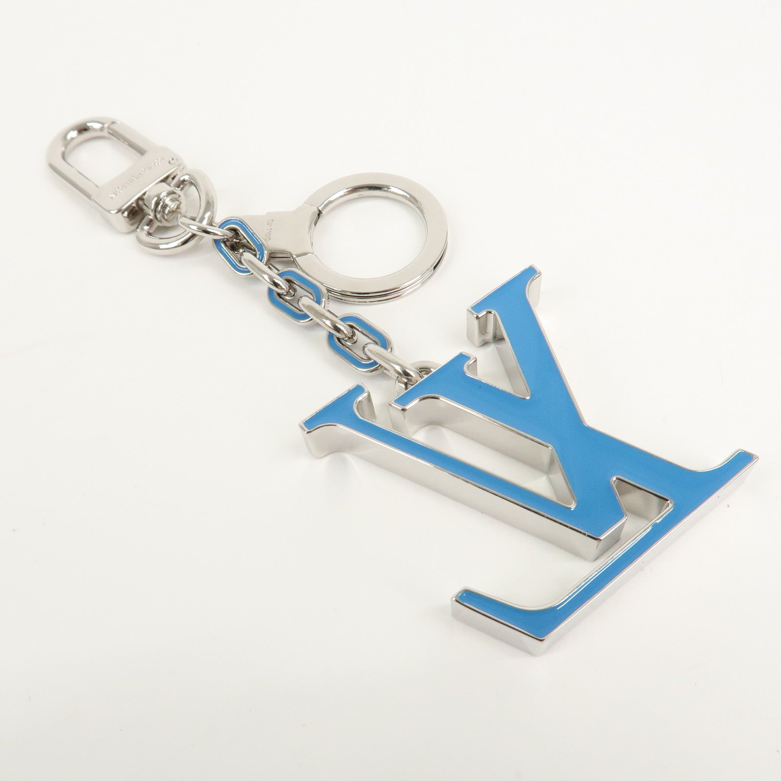 Louis Vuitton Porto Cles Neo LV Soft Key Chain Blue Silver M69303 Used