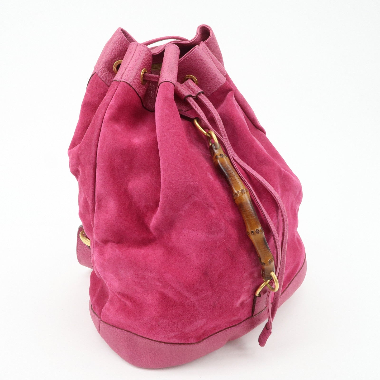 GUCCI Bamboo Suede Leather Back Pack Pink 003.2855.0043