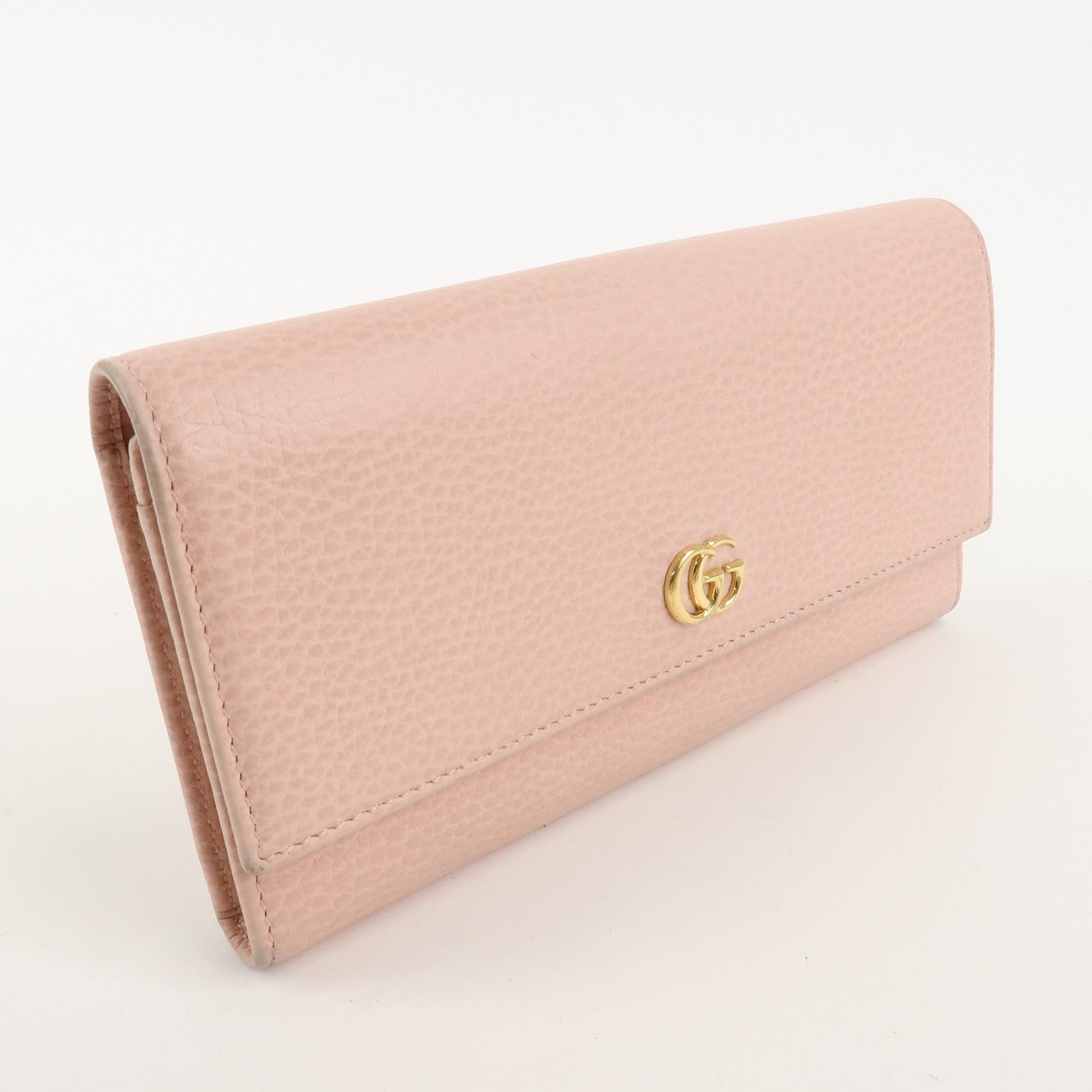 GUCCI Petit Marmont Leather Bi-fold Long Wallet Pink 456116