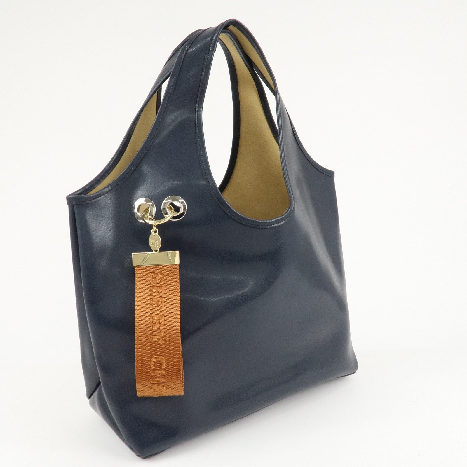 Chloe See By Chloe Leather Shoulder Bag Hand Bag Navy