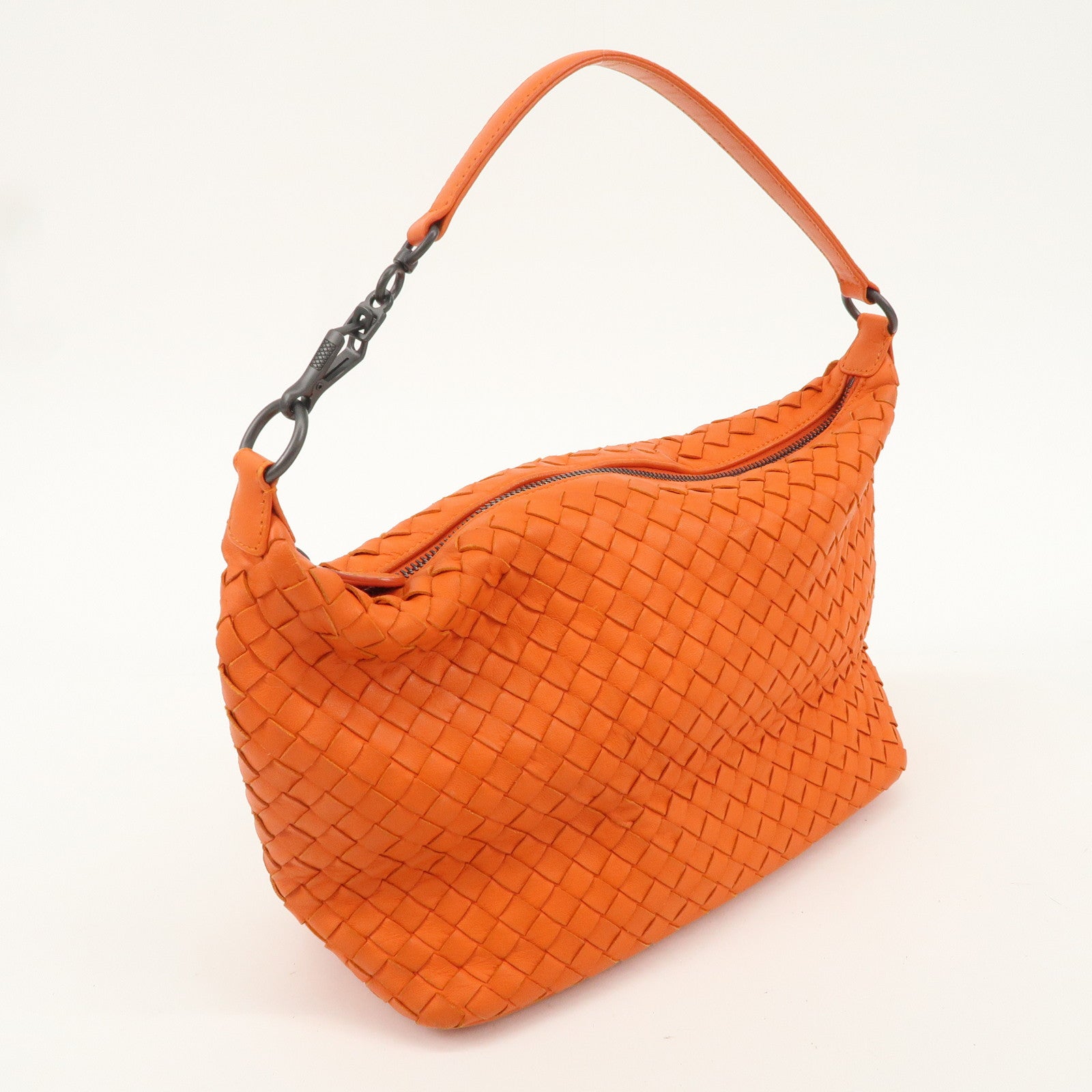 BOTTEGA VENETA Intrecciato Leather Shoulder Bag Orange 239988